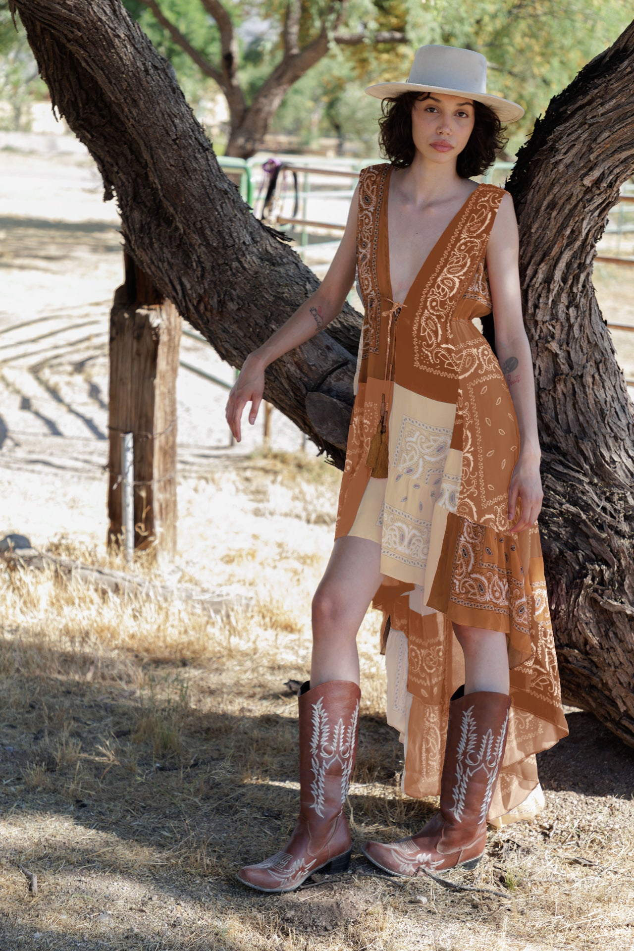 HT 360 Collective -Asymmetrical Dress | Floor Length Boho Dress Small / Brown HT 360 Collective -Asymmetrical Dress | Floor Length Boho Dress Small / Brown