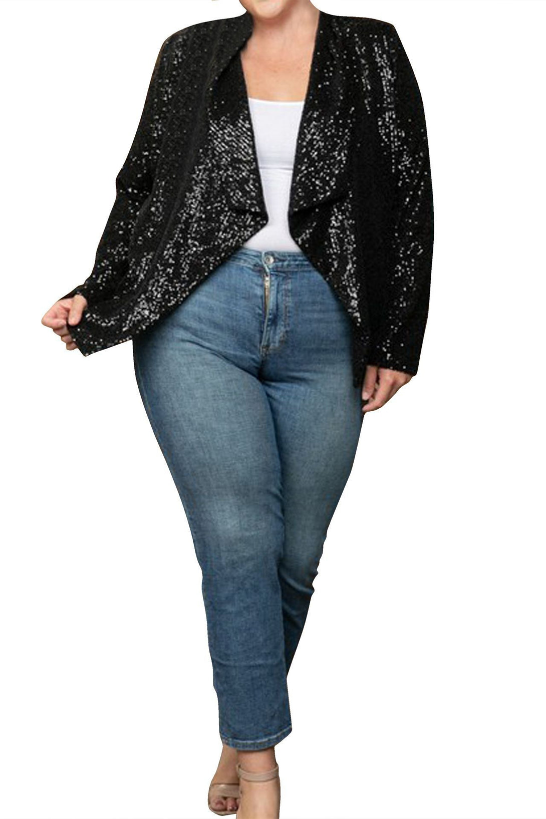 "sequin jacket women" "womens plus size sequin jacket" "black sequin womens jacket" "HT 360 Collective" "plus size sequin jacket women"