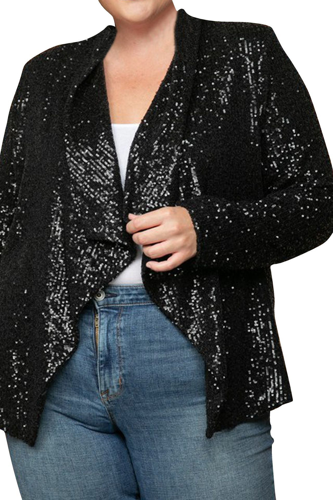 "sequence jackets for women" "womens black sequin blazer" "plus size sequin blazer" "HT 360 Collective" "sequin blazer womens"