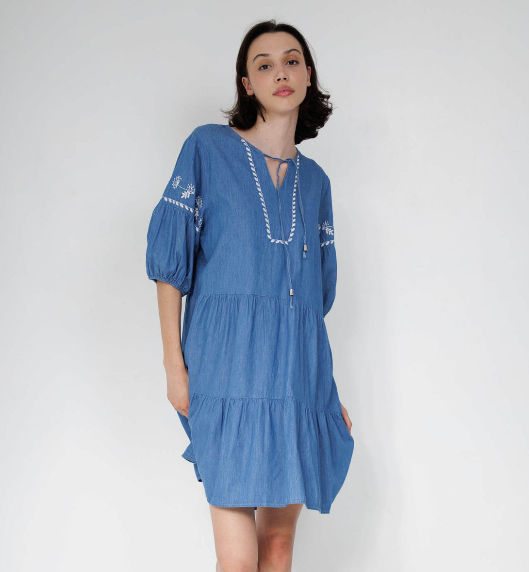 cute denim dress, HT 360 Collective, all denim outfit, blue jean outfits,