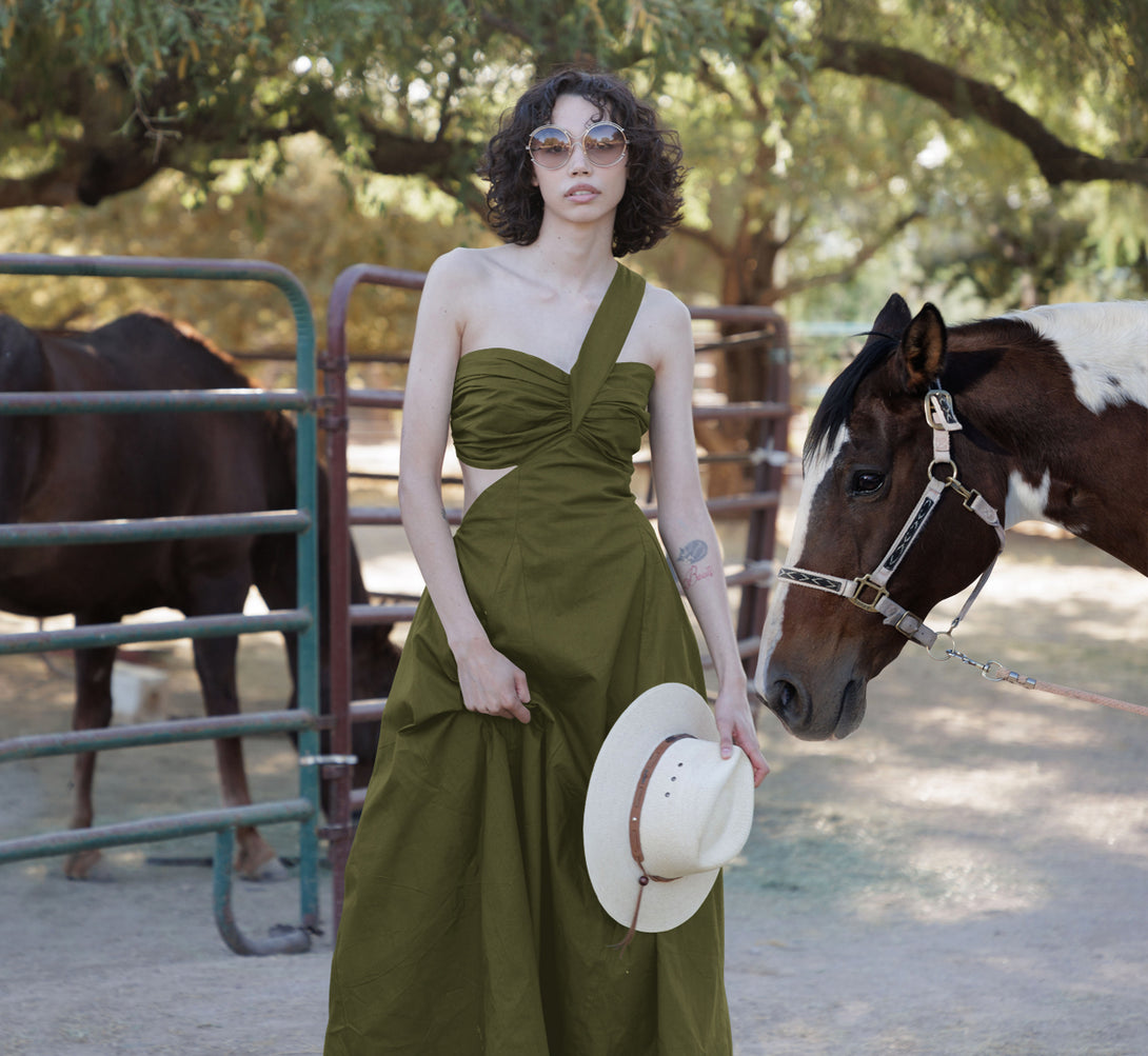 HT 360 Collective - Bohemian Maxi Dress | One Shoulder Dress Extra Large / Green HT 360 Collective - Bohemian Maxi Dress | One Shoulder Dress Extra Large / Green