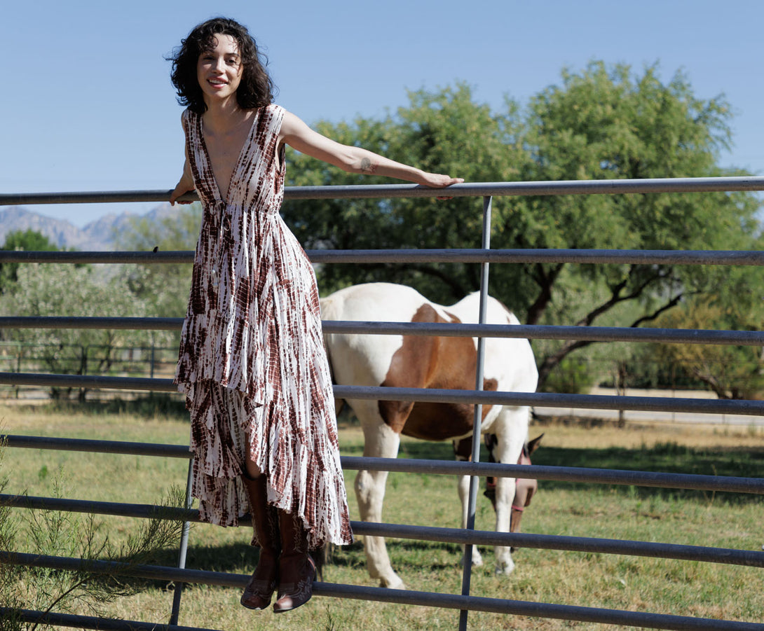 HT 360 Collective -Asymmetrical Ruffle Dress | Boho Maxi Dress HT360 Collective HT 360 Collective -Asymmetrical Ruffle Dress | Boho Maxi Dress HT360 Collective