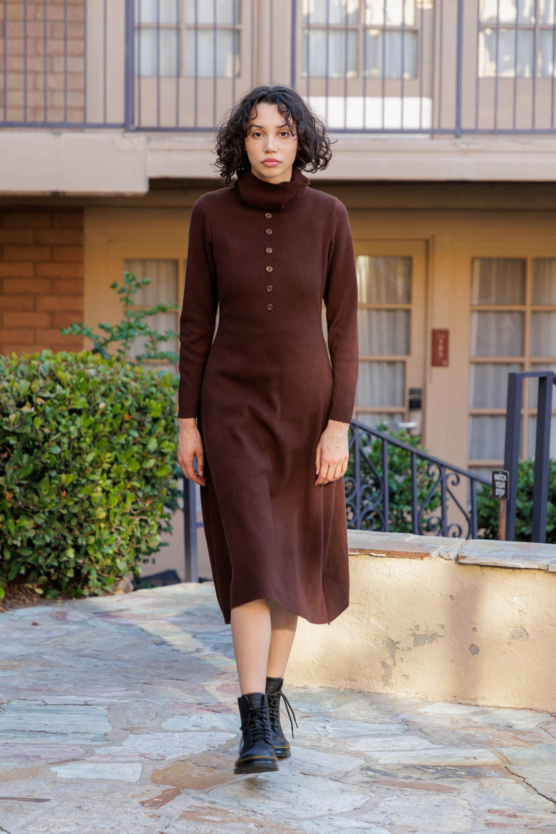  brown long sleeve sweater dress, knit dresses with sleeves, HT 360 Collective,