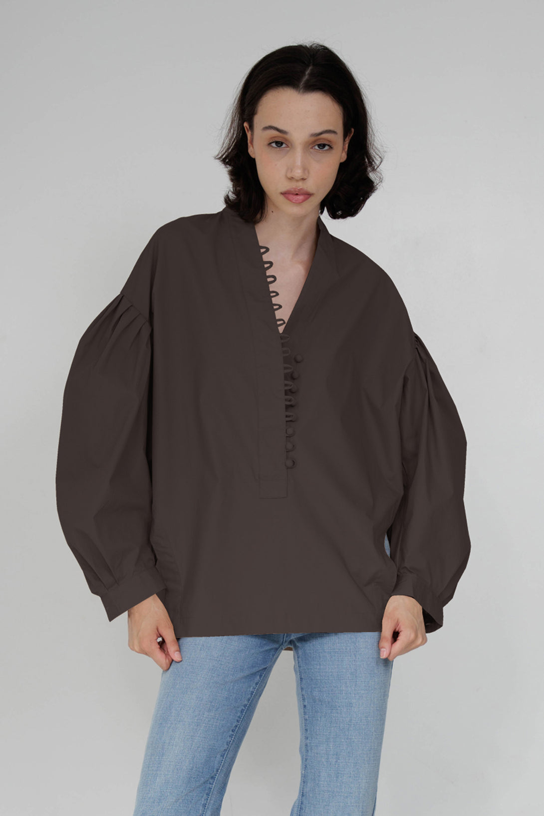 tops brown, dark brown blouse, HT 360 Collective, brown plus size tops,