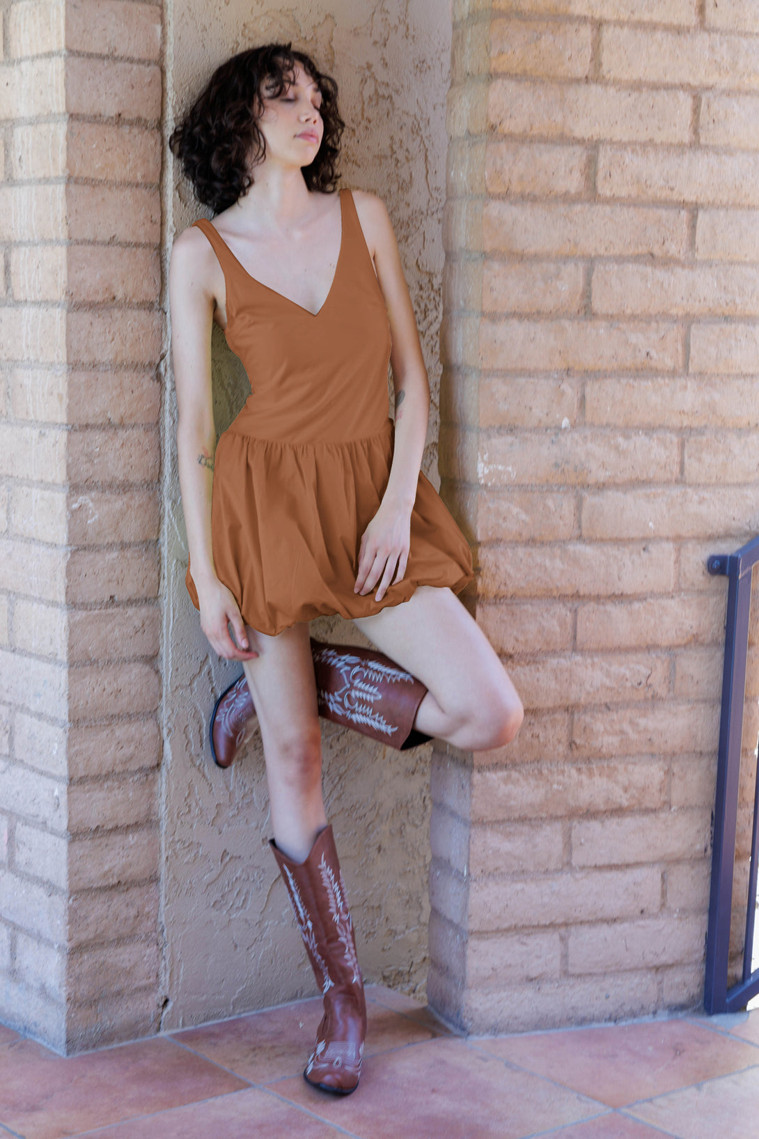 HT 360 Collective - Bubble Hem Dress | Brown Dresses For Women Extra Large / Brown HT 360 Collective - Bubble Hem Dress | Brown Dresses For Women Extra Large / Brown