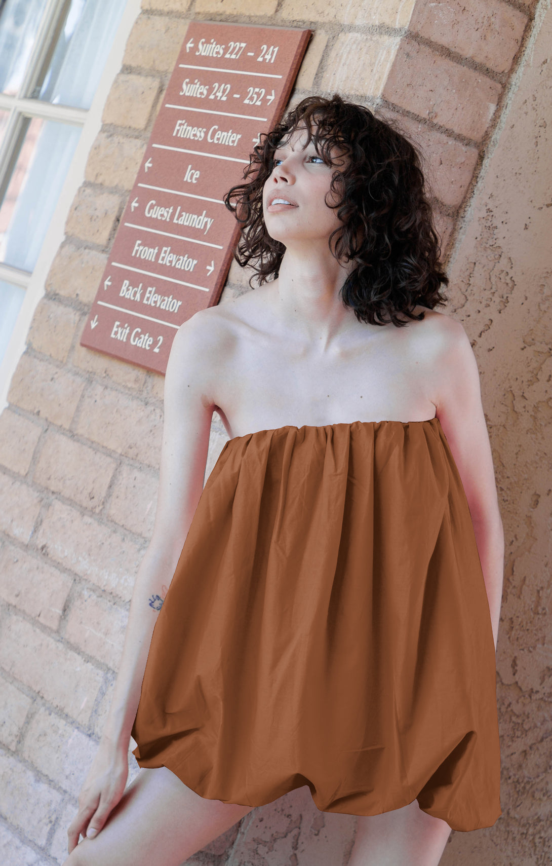 HT 360 Collective - Brown Mini Dess | Bubble Hem Dress HT360 Collective HT 360 Collective - Brown Mini Dess | Bubble Hem Dress HT360 Collective