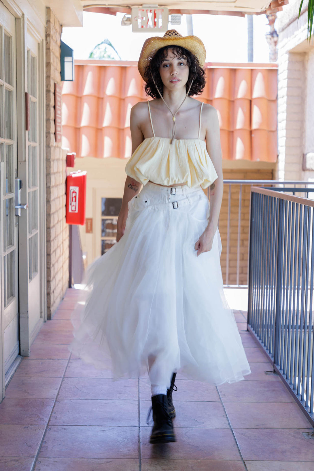 Voluminous Bubble Hem Crop Top