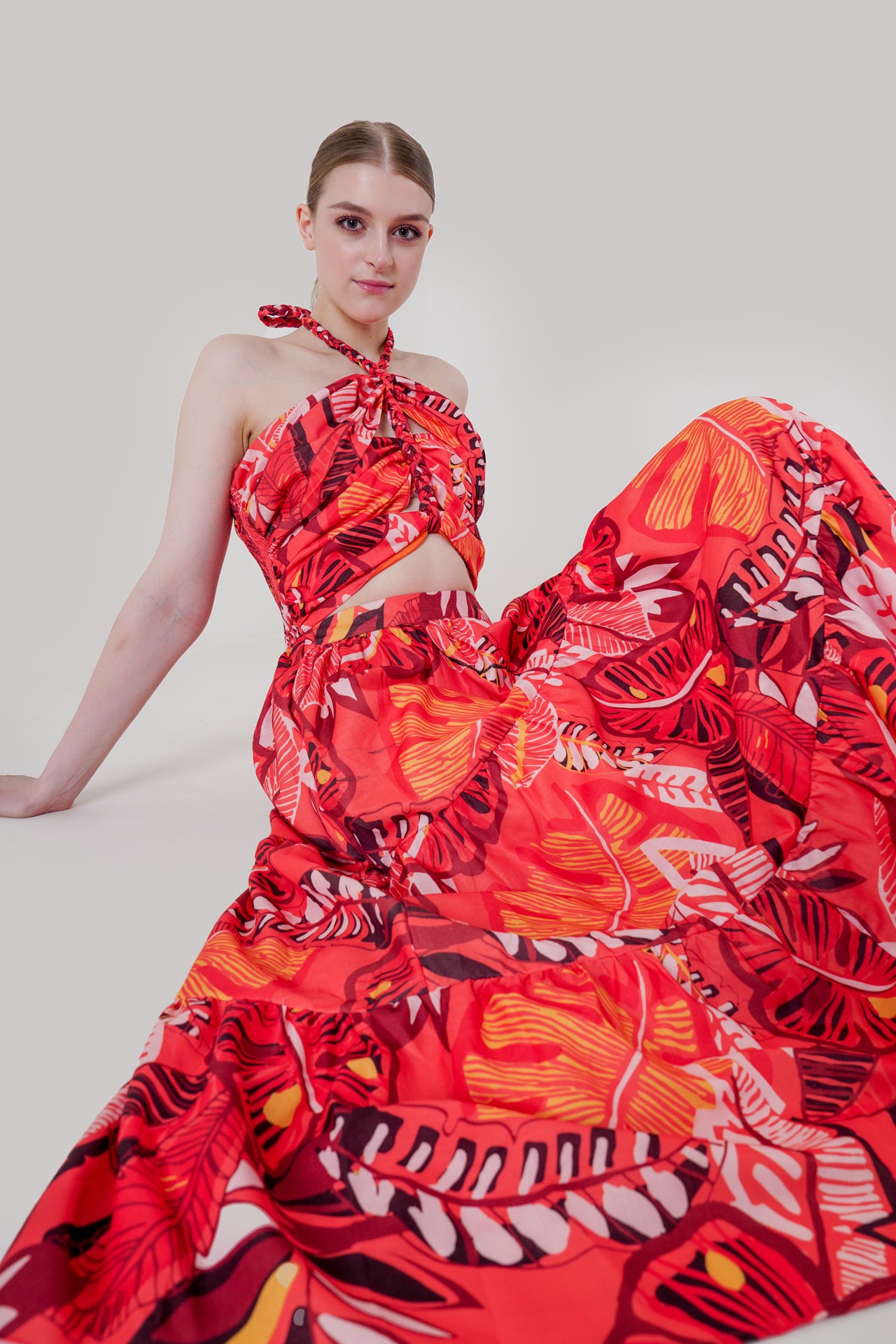 Designer Womens Cut Out Maxi Dress | Burnt Orange Floor Length Dress Small Designer Womens Cut Out Maxi Dress | Burnt Orange Floor Length Dress Small