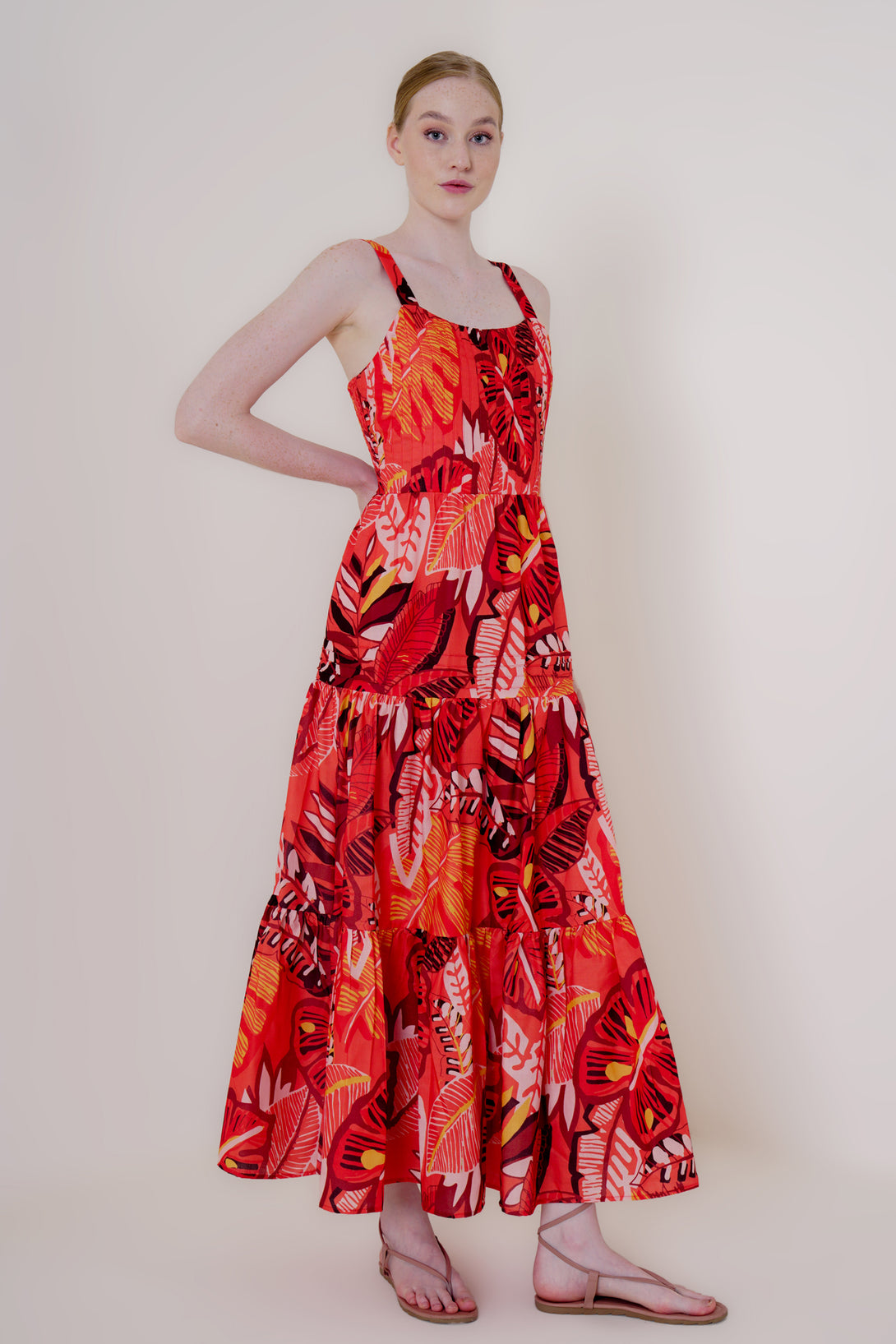 bright orange maxi dress, long strappy summer dresses, flowy maxi dress, HT 360 Collective,
