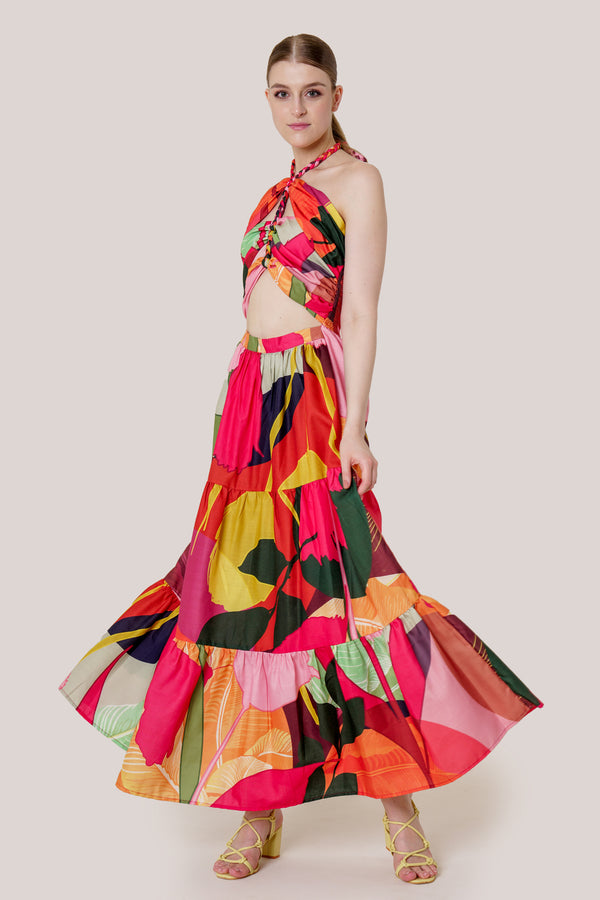 orange maxi dress formal, maxi dress cutouts, long dress side cut out, HT 360 Collective,