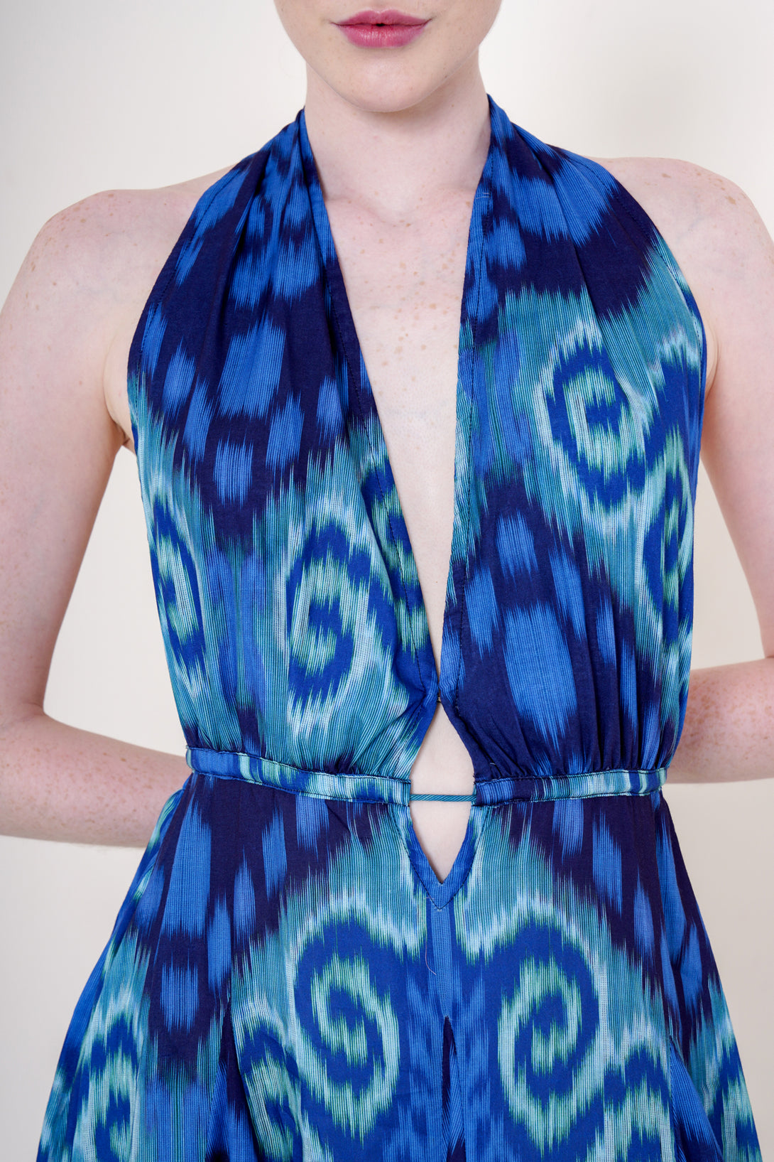 Designer Plunge Neck | Halter Neck Dress | Royal Blue Cocktail Dress Medium Designer Plunge Neck | Halter Neck Dress | Royal Blue Cocktail Dress Medium