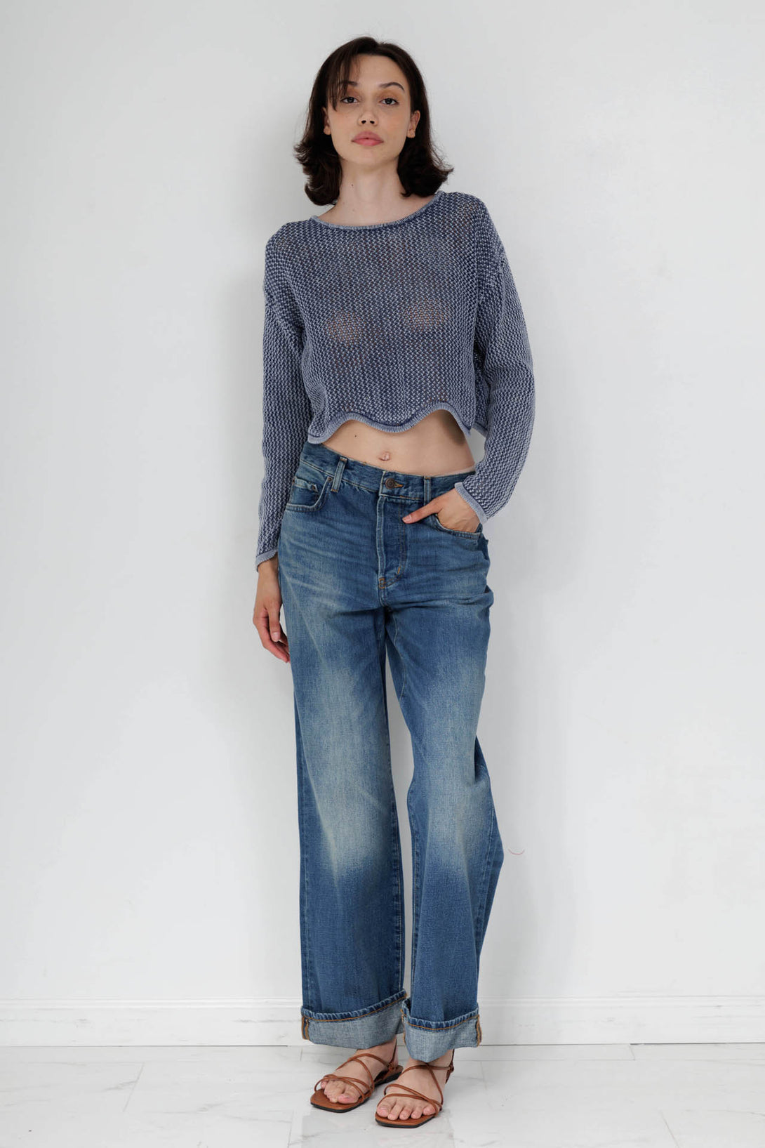 sheer mesh crop top, mesh sheer crop top, HT 360 Collective, mesh sleeve crop top,