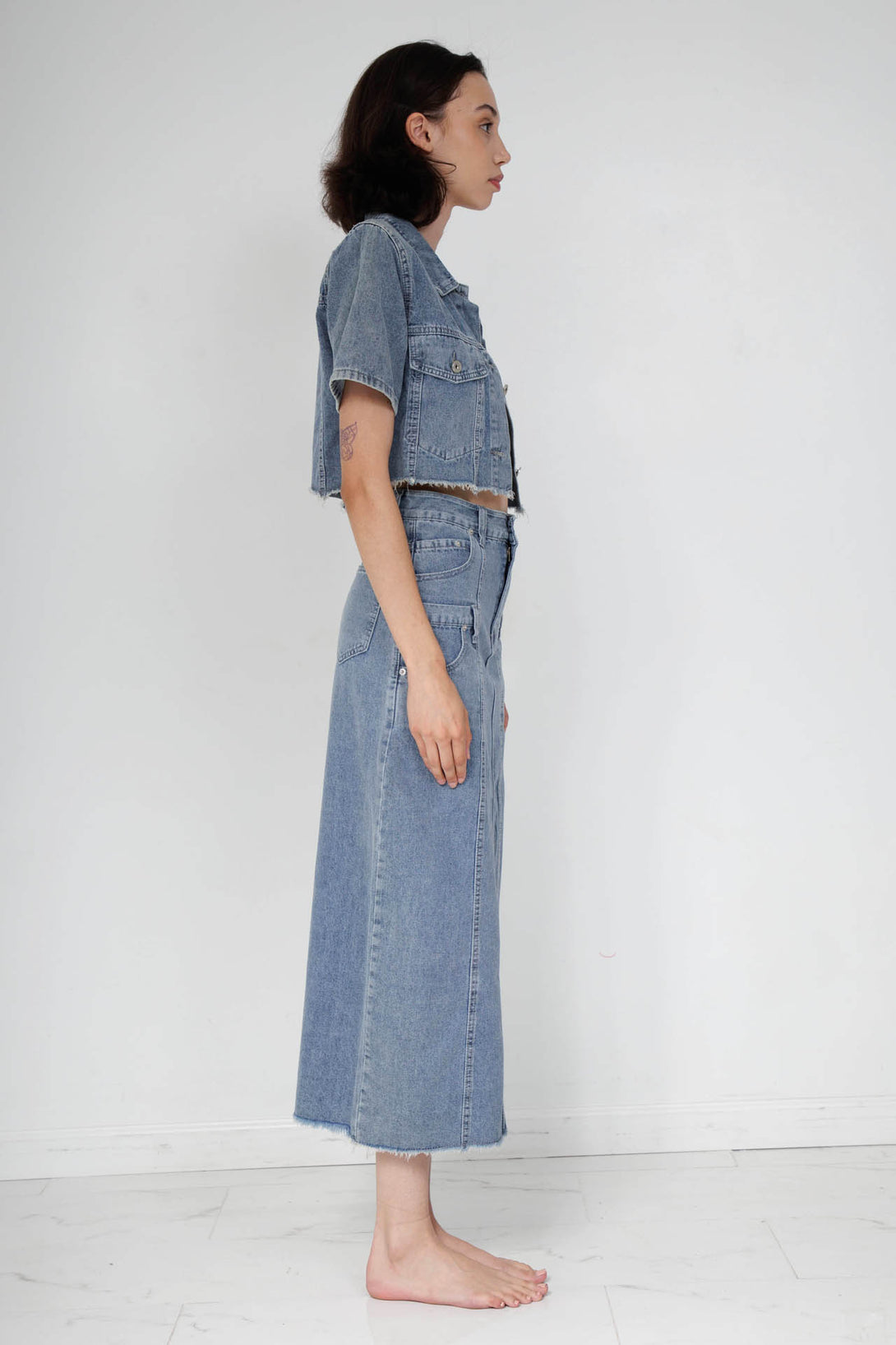 denim midi skirt, jean skirt, HT 360 Collective, jean skirts for women,