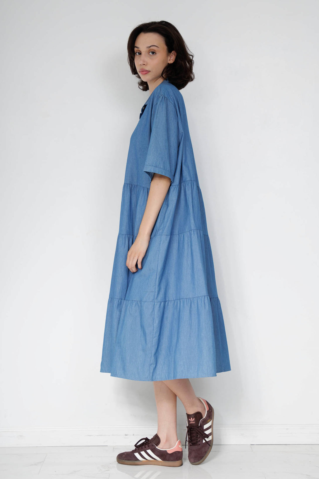jeans shirt dress for women, HT 360 Collective, outfit denim shirt, denim midi shirt dress, 
