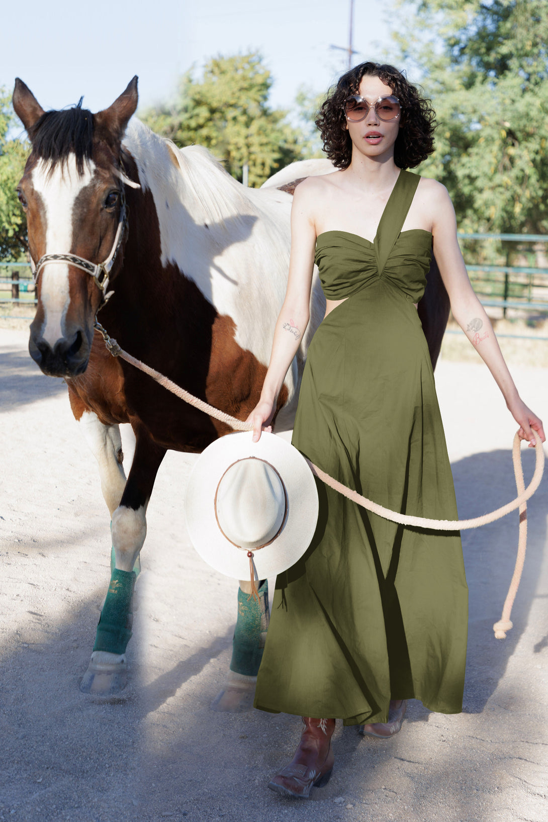 HT 360 Collective - Bohemian Maxi Dress | One Shoulder Dress Extra Large / Green HT 360 Collective - Bohemian Maxi Dress | One Shoulder Dress Extra Large / Green