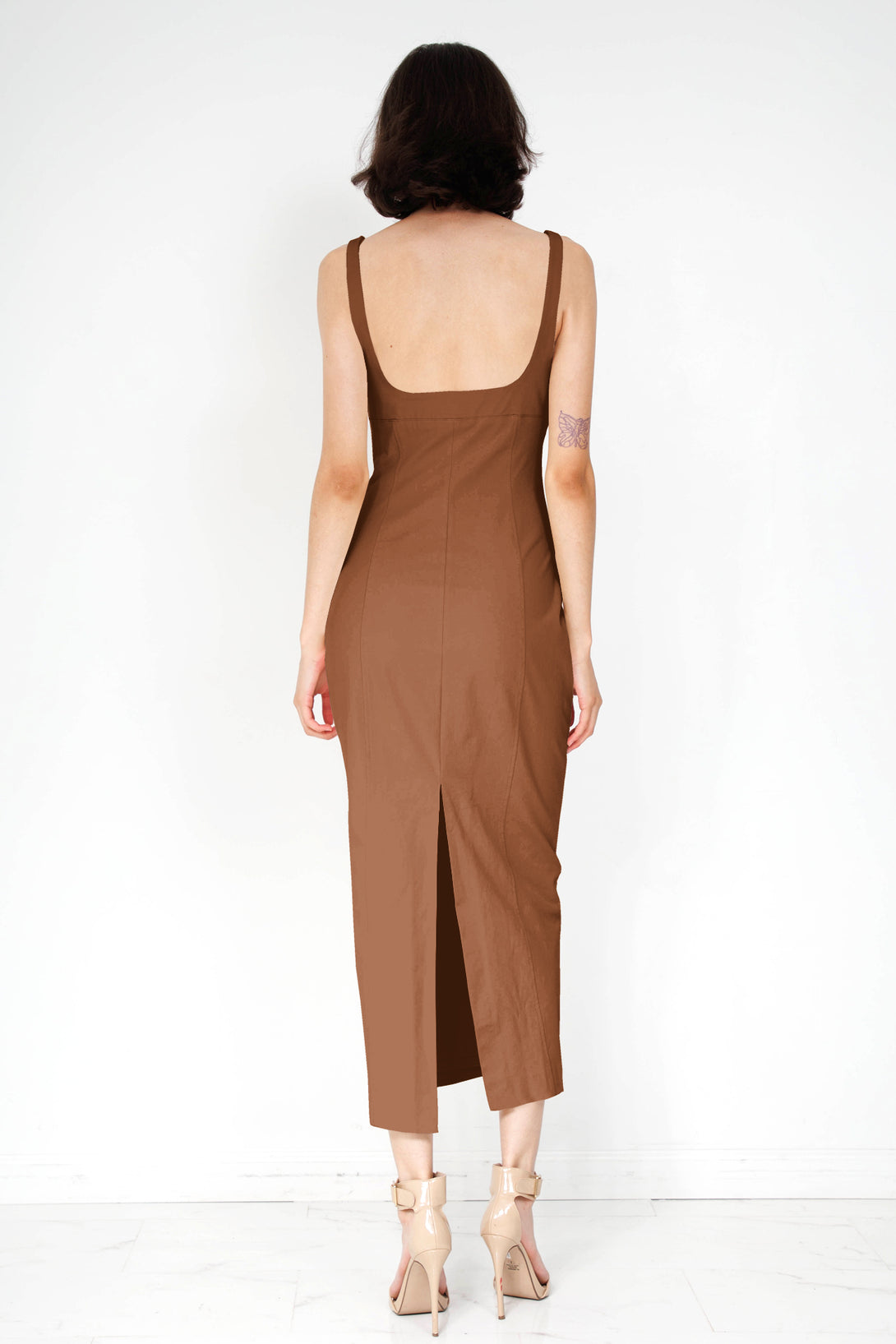 HT 360 Collective - Lace Up Dress | Subversive Sexy | Brown Midi Dress HT360 Collective HT 360 Collective - Lace Up Dress | Subversive Sexy | Brown Midi Dress HT360 Collective