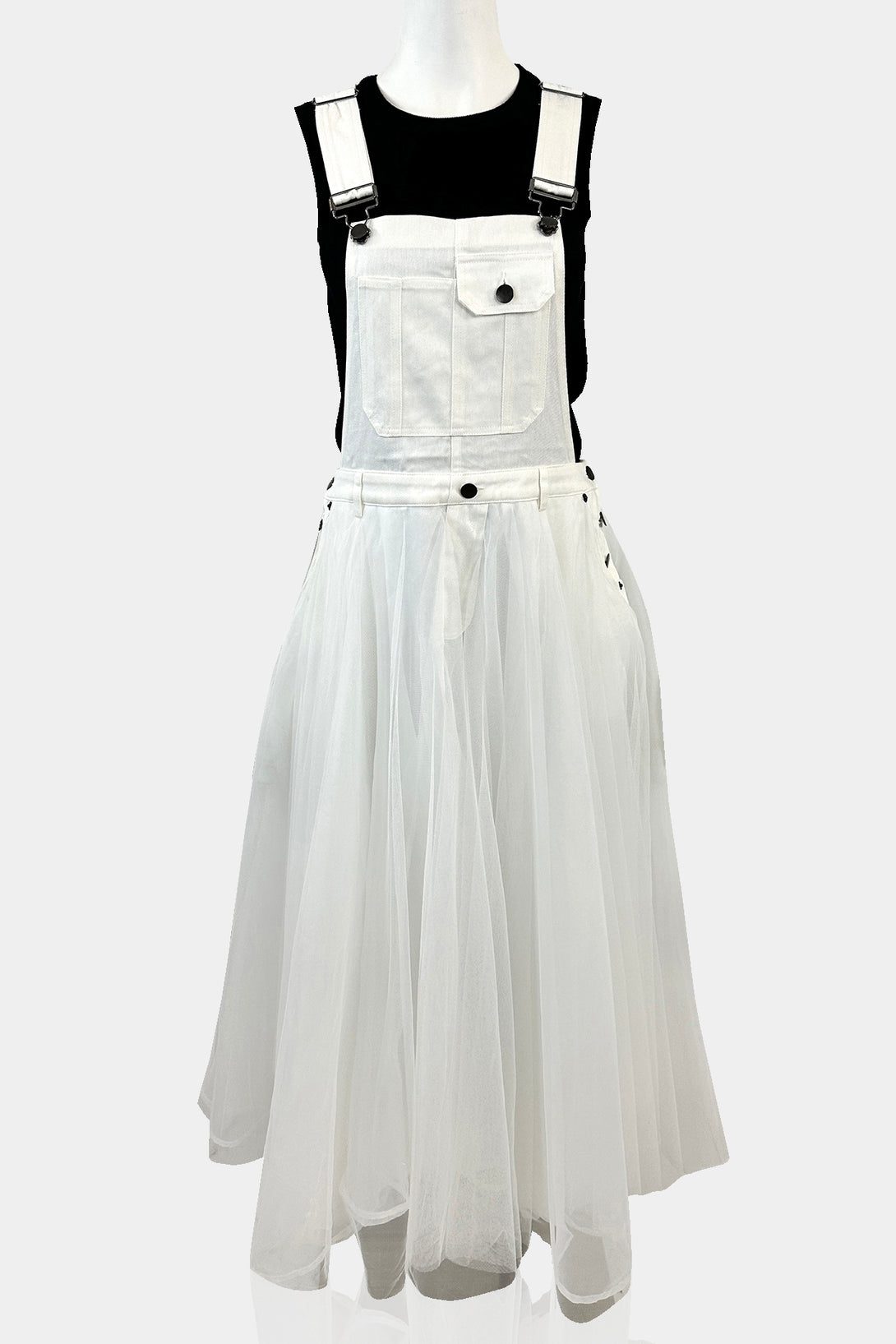 HT 360 Collective - Dungarees Dress | White Dungaree Dress HT360 Collective HT 360 Collective - Dungarees Dress | White Dungaree Dress HT360 Collective
