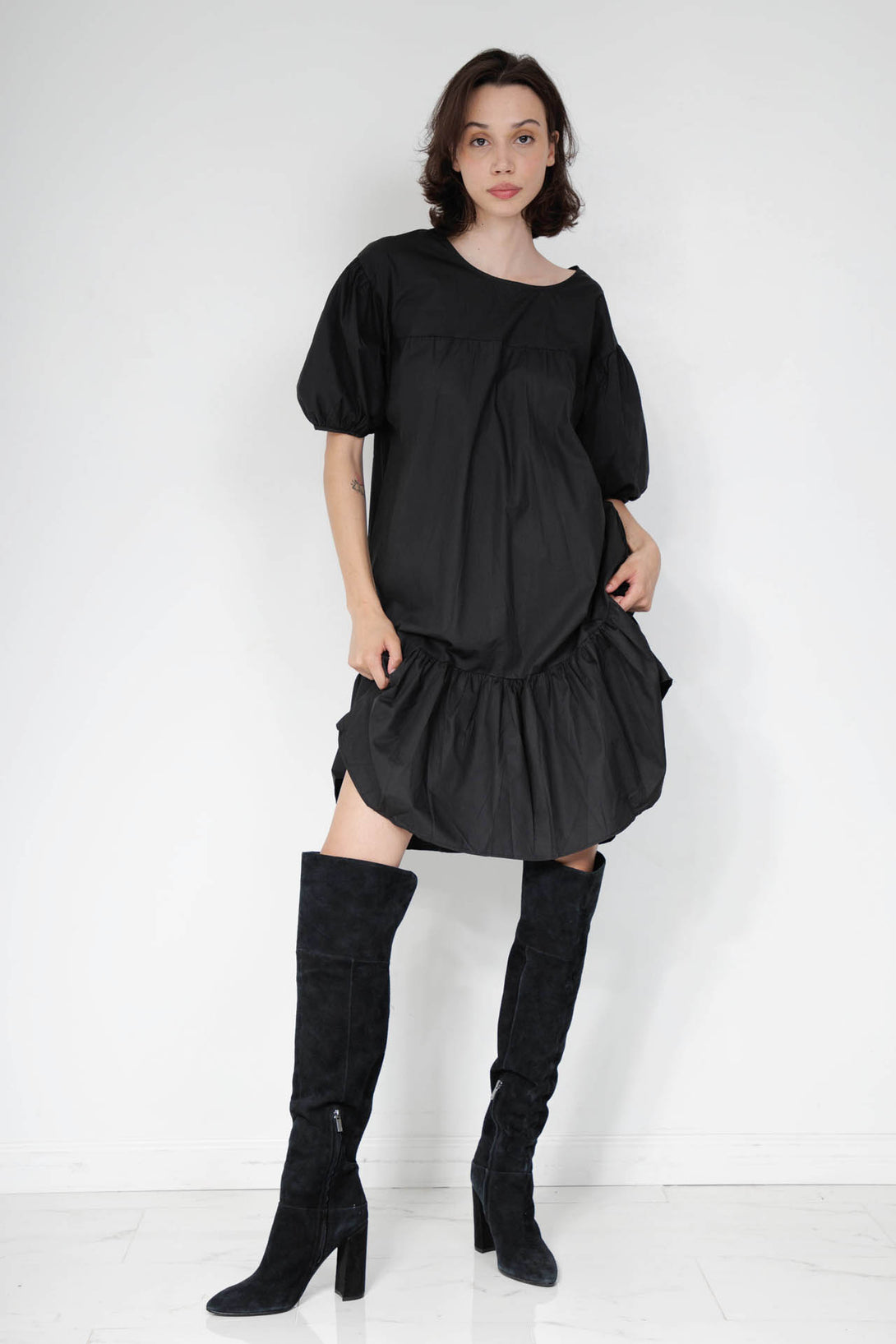 black midi dress women, knee length cocktail dress, black midi dress summer, HT 360 Collective,