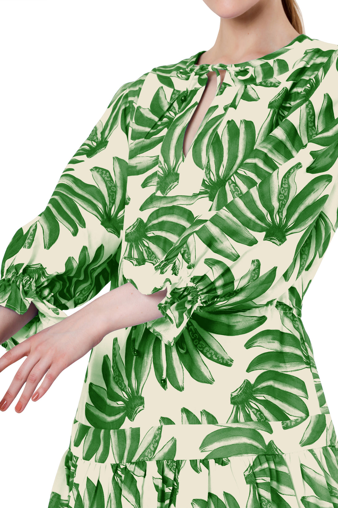 mini dress emerald green, long sleeve knee length dress, printed mini dress, HT 360 Collective,