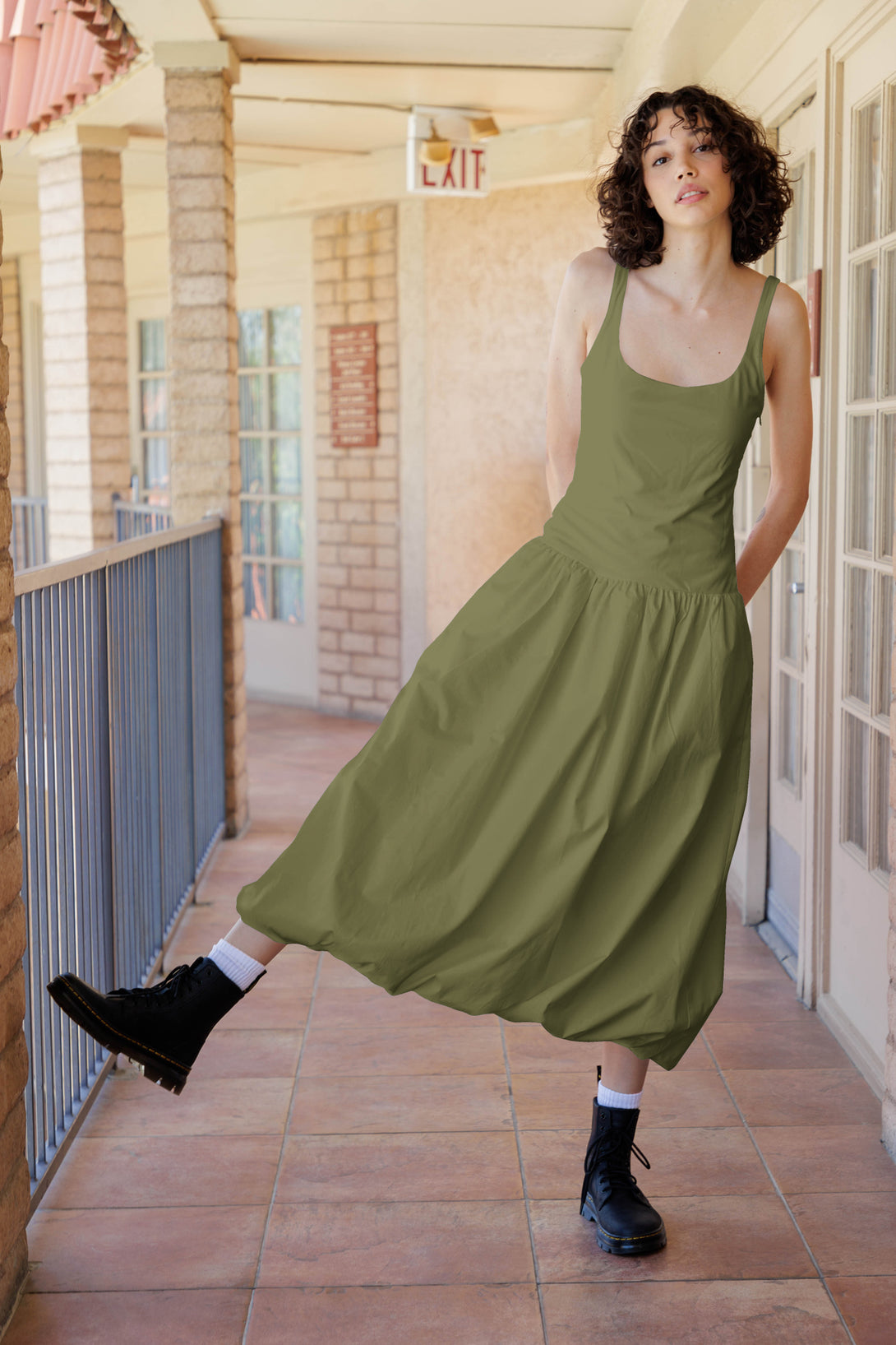 HT 360 Collective - Designer Midi Dresses | Bubble Dress Hem | Soft Volume Large / Green HT 360 Collective - Designer Midi Dresses | Bubble Dress Hem | Soft Volume Large / Green