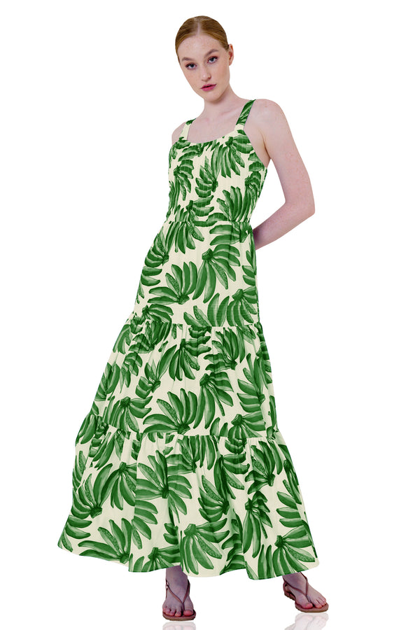 long green dress formal, flare maxi dress, strappy summer maxi dress, tiered maxi gown, HT 360 Collective,