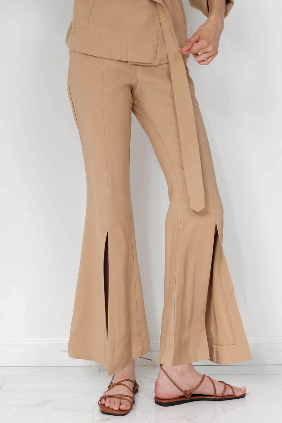 wide leg split pants, flowy pants with slits, HT 360 Collective, slit leg pants,