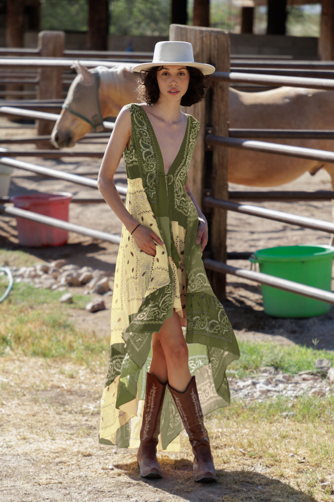 HT 360 Collective - Boho Maxi Dresses For Women | High Low Maxi Dress Large / Green HT 360 Collective - Boho Maxi Dresses For Women | High Low Maxi Dress Large / Green