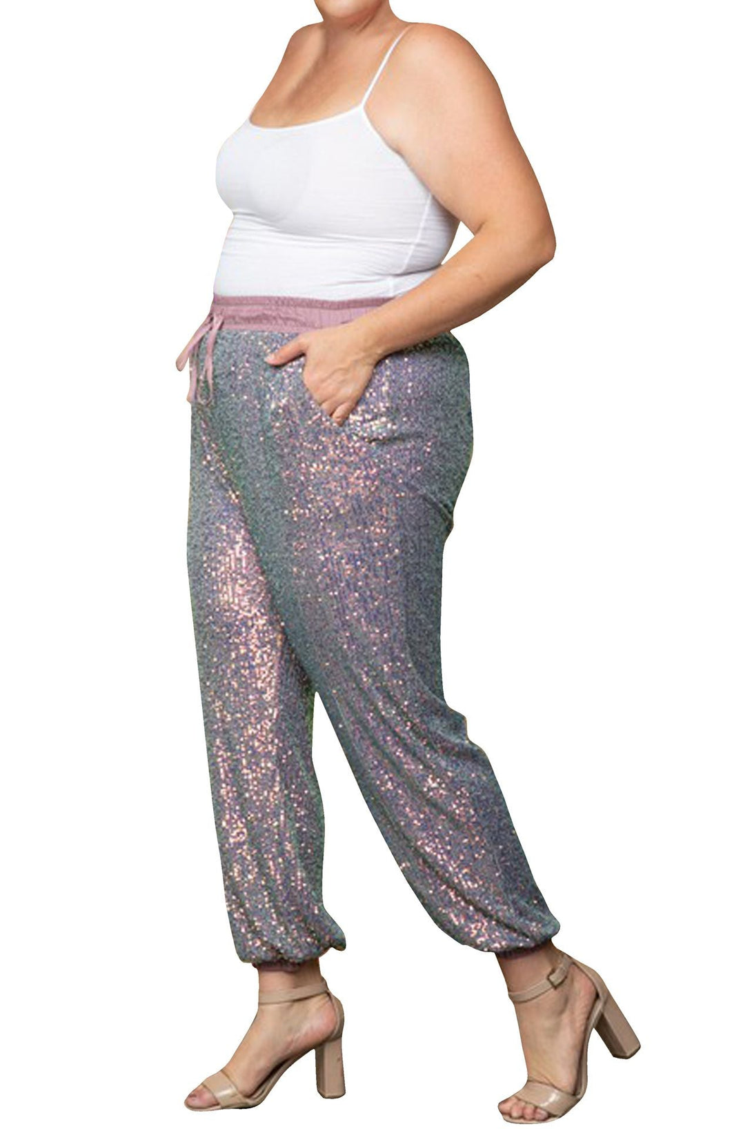 "HT 360 Collective" "high waist sequin joggers" "jogger sequin pants" "jogger sequin pants" "womens sequin joggers"