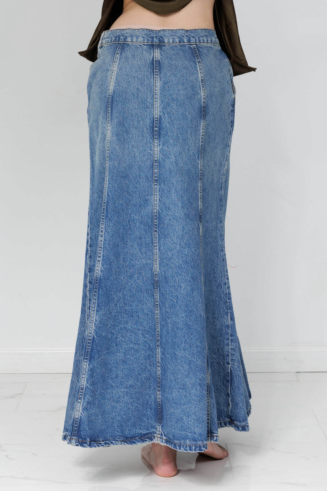 long denim skirts for women, HT 360 Collective, plus size denim maxi skirt, plus size long denim skirts,