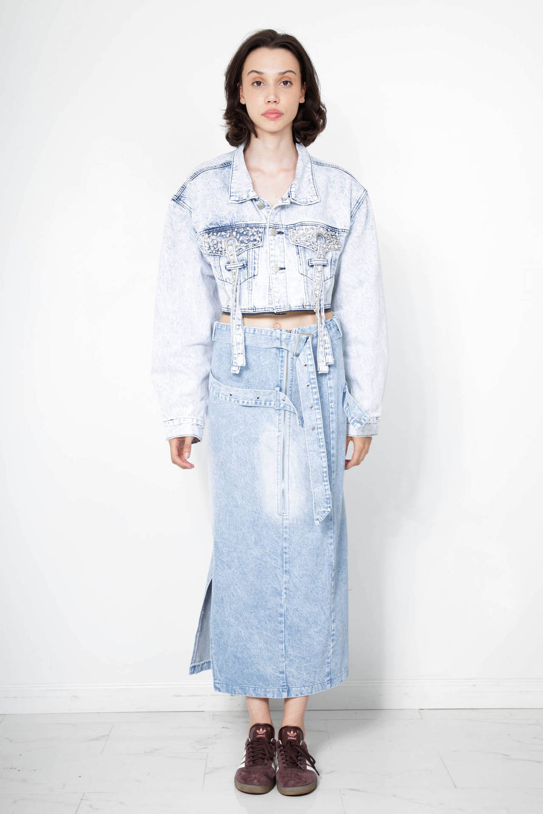 high waisted midi skirt, high waisted jean skirt, high waisted denim skirt, HT 360 Collective,