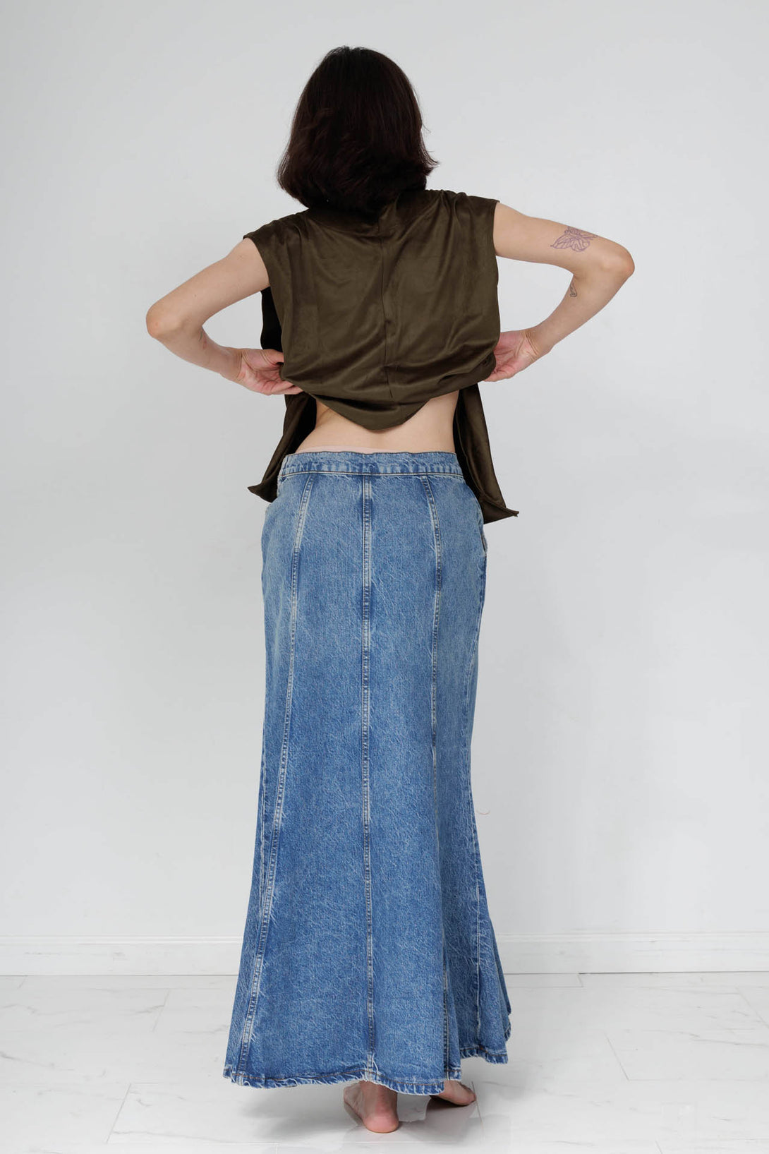 womens long jean skirt, HT 360 Collective, long jean skirt plus size, maxi jean skirt plus size,