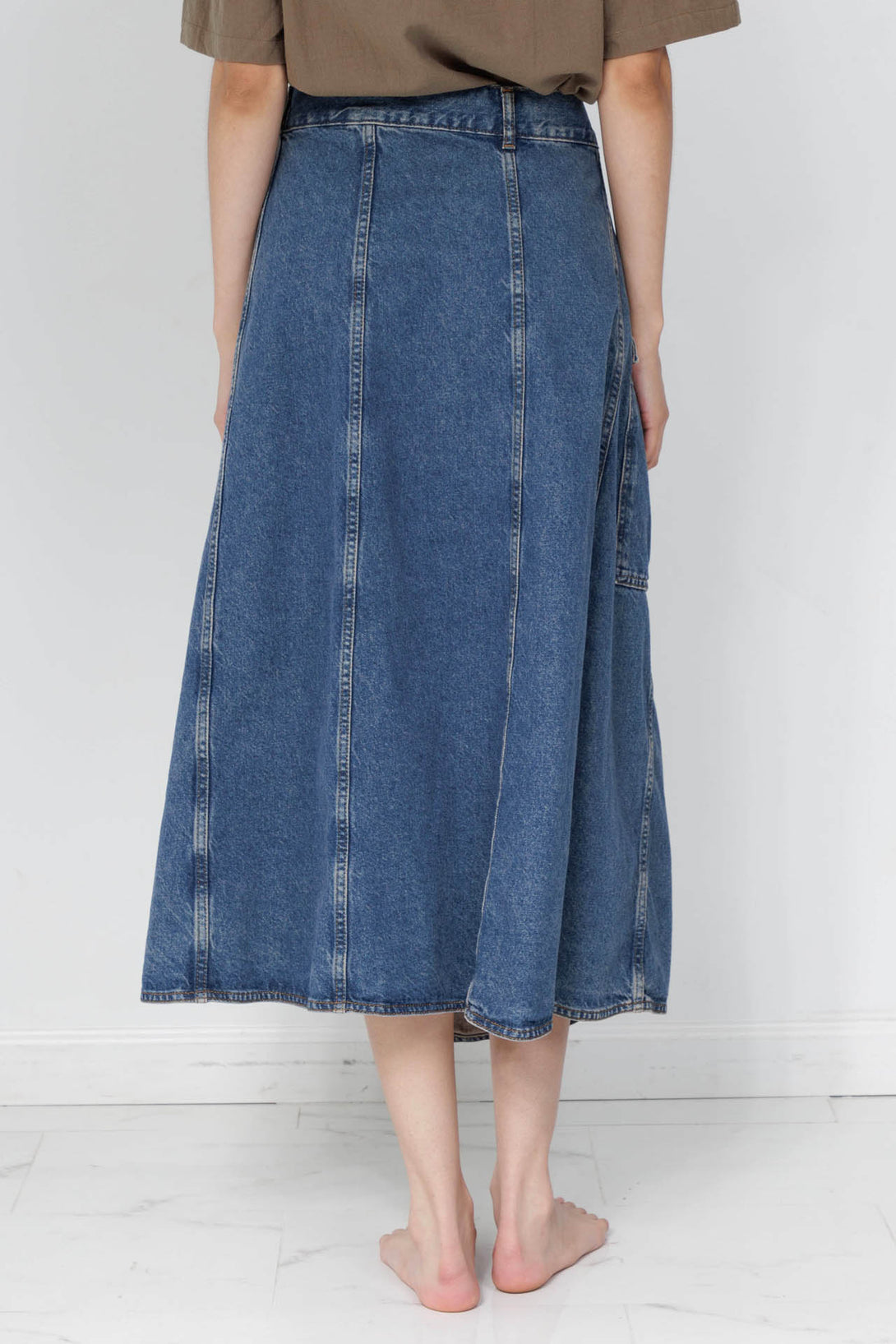 long blue jean skirts, HT 360 Collective, womens denim maxi skirt, ladies long denim skirt,