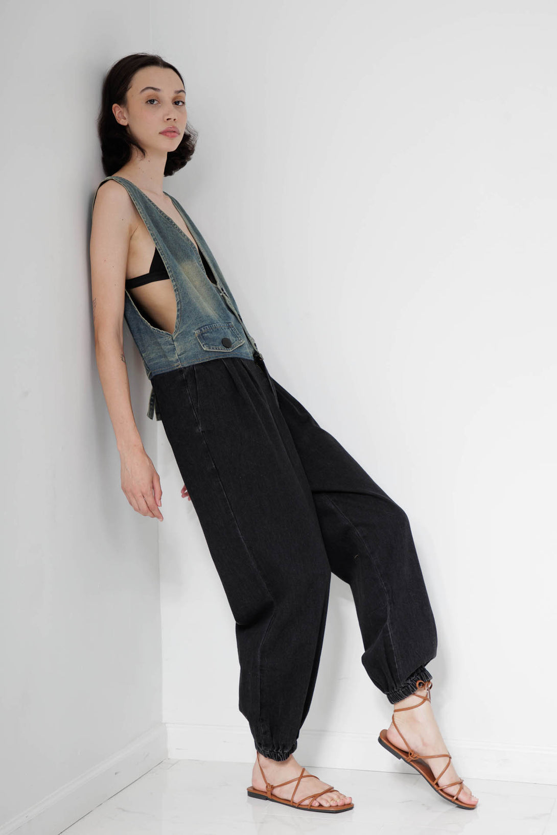 best denim jumpsuit, HT 360 Collective, womens jean jumper, wide leg jean jumpsuit,