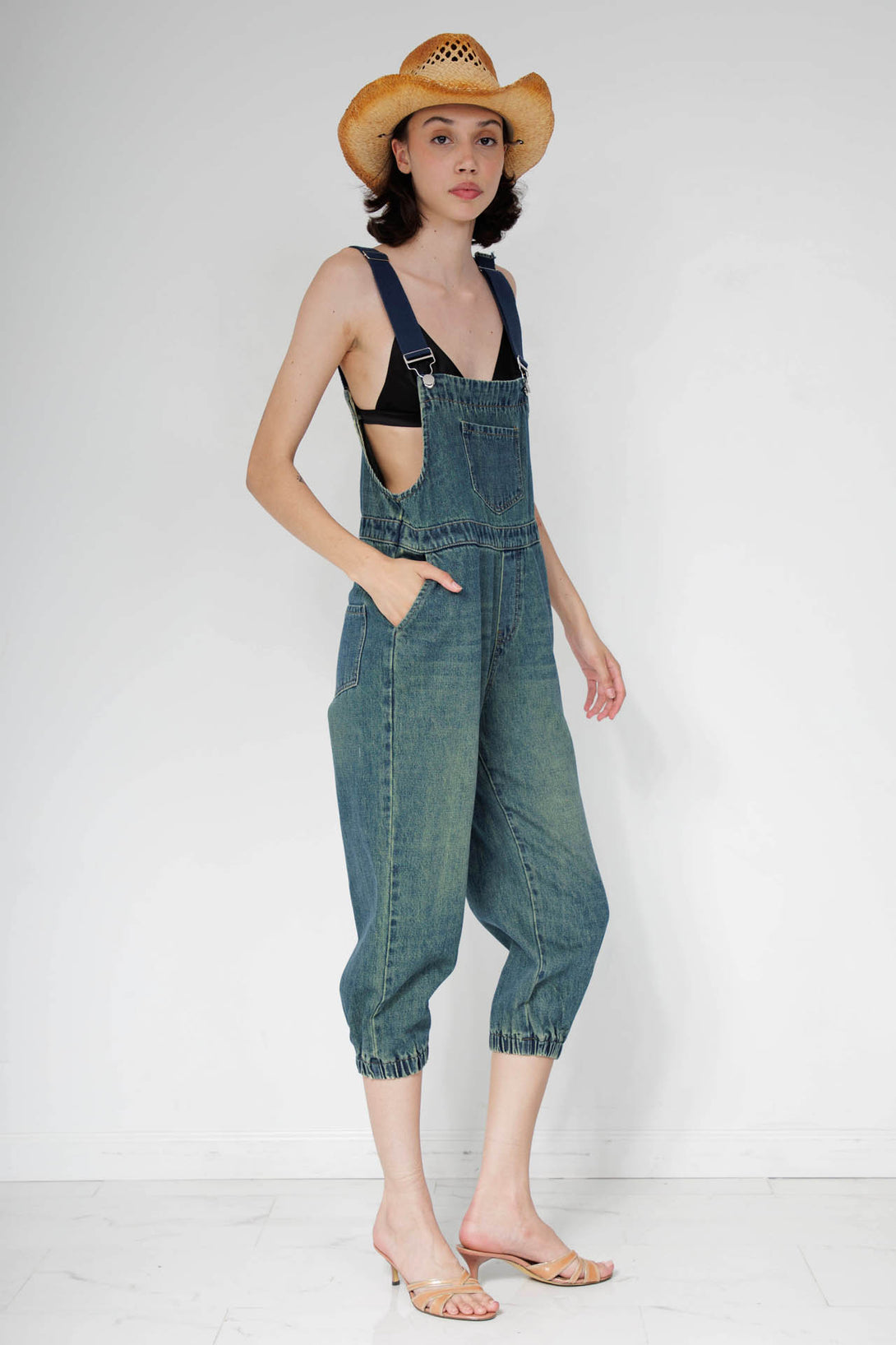 female overalls denim, HT 360 Collective, female denim jumpsuit, jumpsuit with denim,