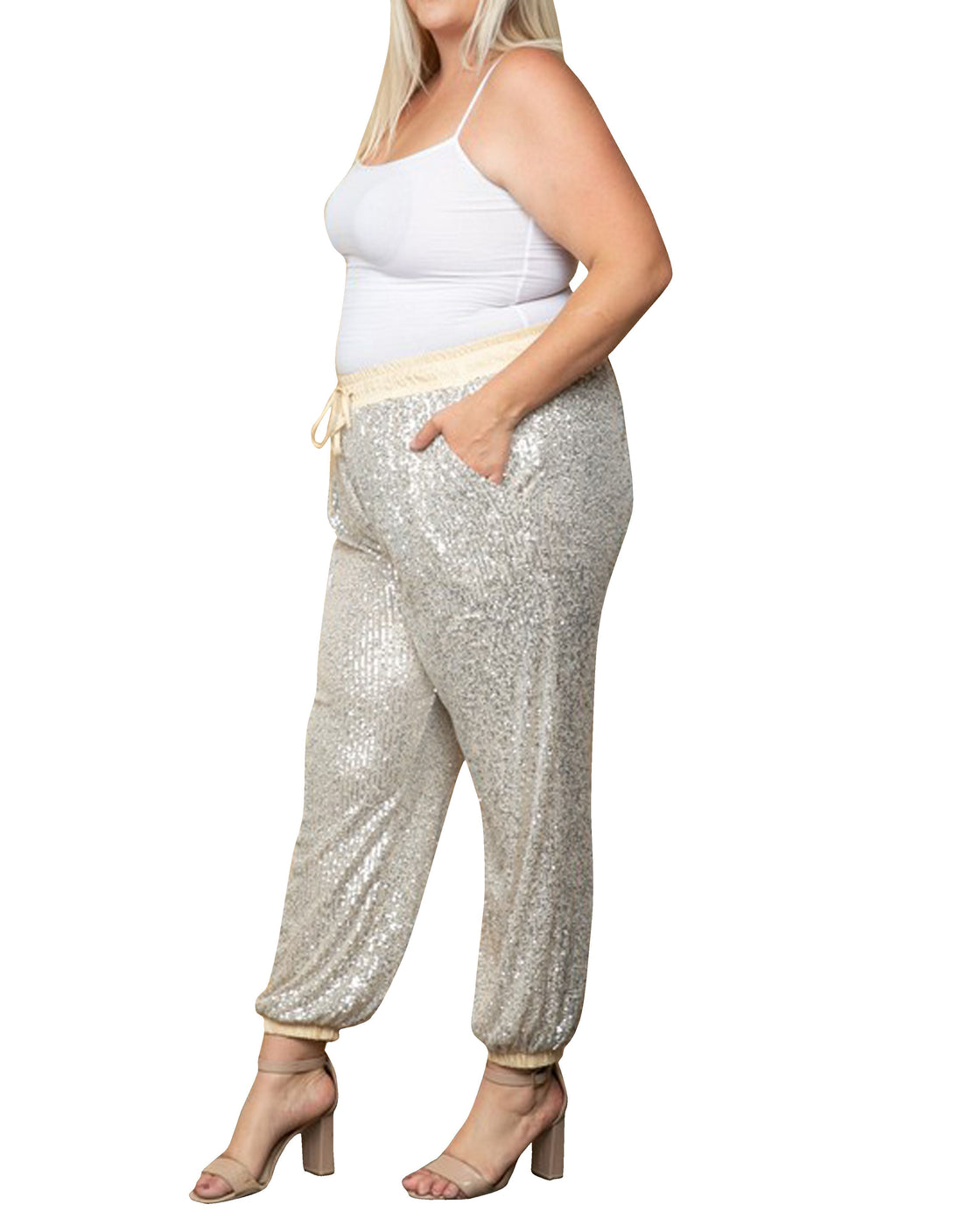 sequin jogger pants,
sequin jogger, HT 360 Collective,
plus size sequin joggers,