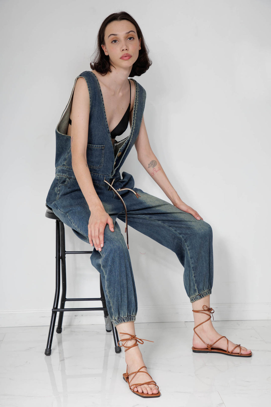 plus denim jumpsuit, HT 360 Collective, sexy denim jumpsuit, plus size jean overalls,