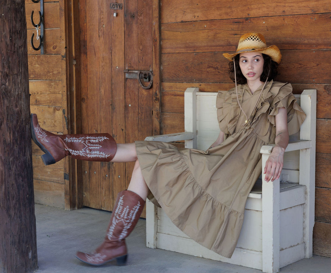 HT 360 Collective -Brown Dress | Knee Length Summer Dresses Custom / Bronze HT 360 Collective -Brown Dress | Knee Length Summer Dresses Custom / Bronze