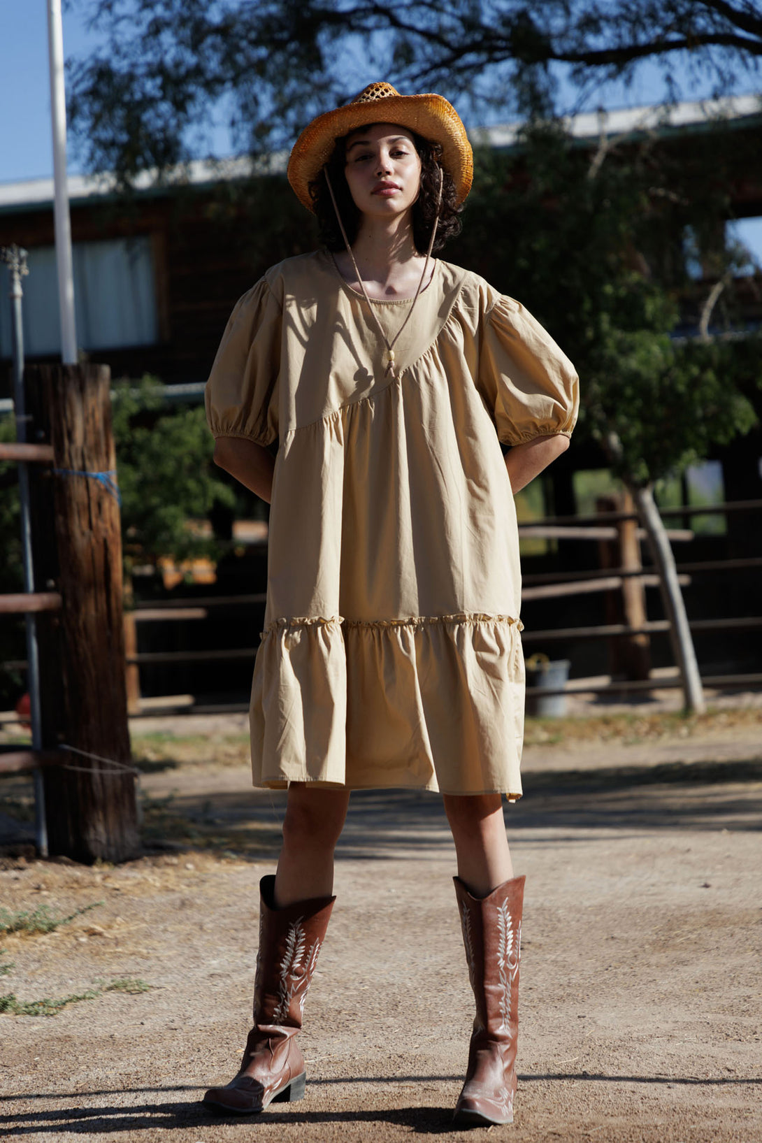 HT 360 Collective - Brown Dress | Knee Length Dresses For Women Medium / Bronze HT 360 Collective - Brown Dress | Knee Length Dresses For Women Medium / Bronze