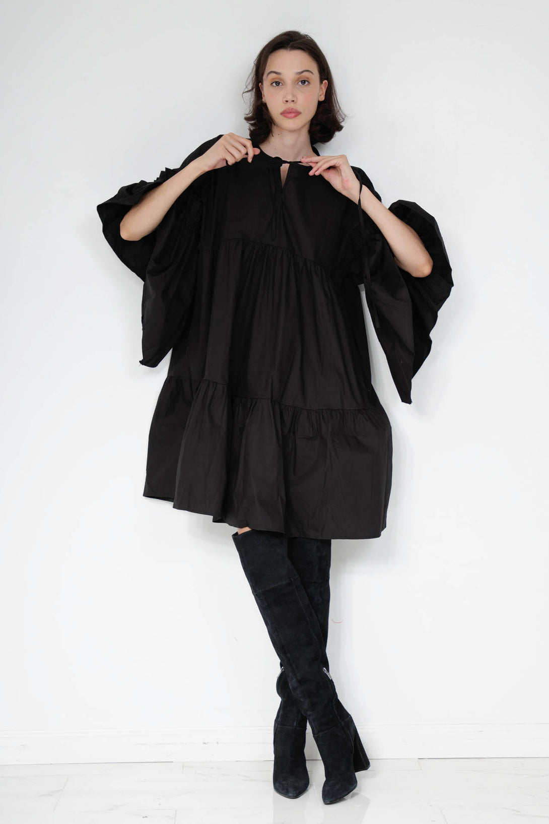 HT 360 Collective - Black Midi Dress | Dress Women Knee Length Custom / Black HT 360 Collective - Black Midi Dress | Dress Women Knee Length Custom / Black