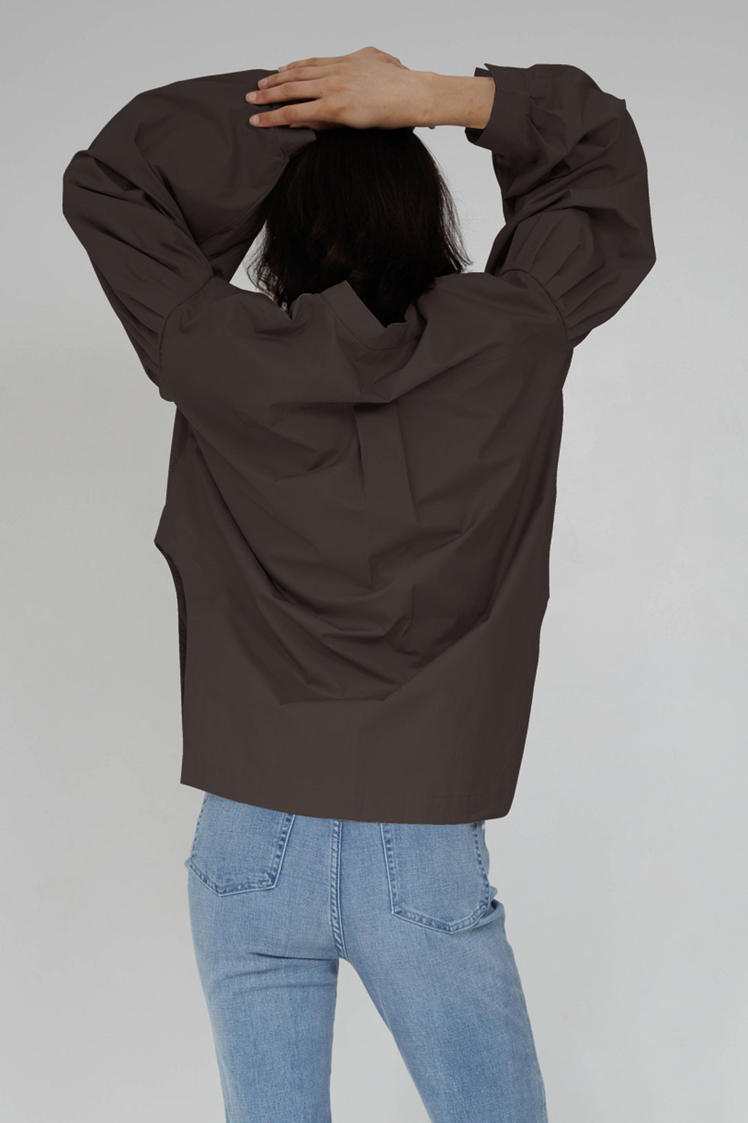 brown puff sleeve top,  womens puff sleeve top, HT 360 Collective, puff sleeve top,