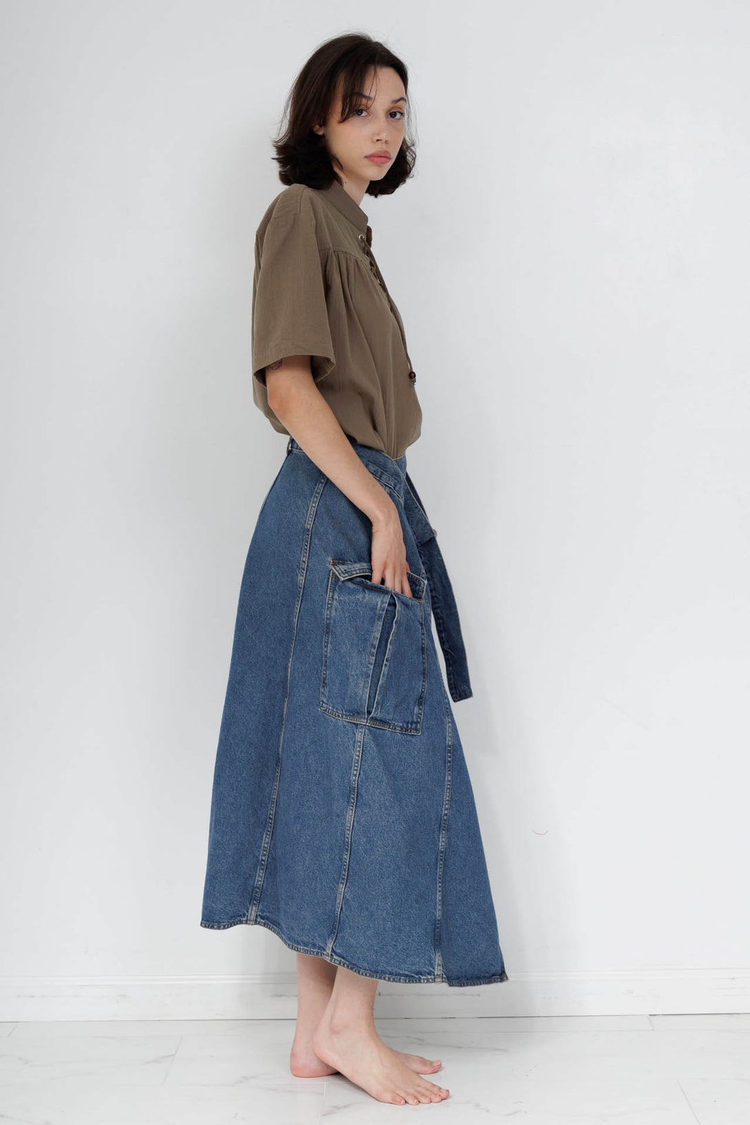 denim skirts long for women, HT 360 Collective, jean skirts for women long, ladies jean skirts long,