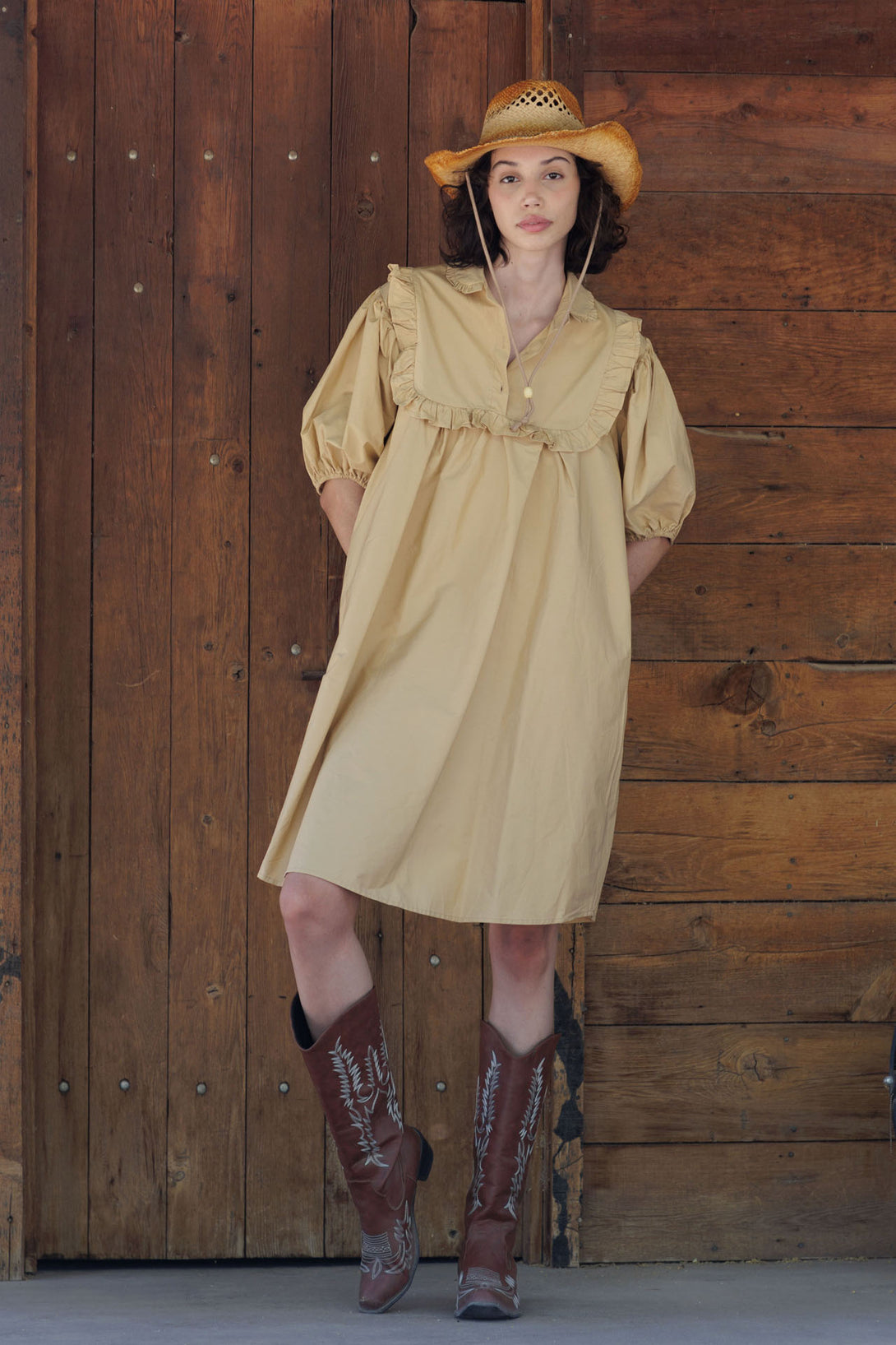 HT 360 Collective -Brown Dress | Knee Length Dresses For Women Large / Bronze HT 360 Collective -Brown Dress | Knee Length Dresses For Women Large / Bronze