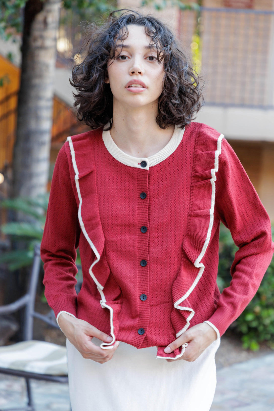  cropped knit sweater, bright red cardigan, womens long red cardigan, HT 360 Collective,