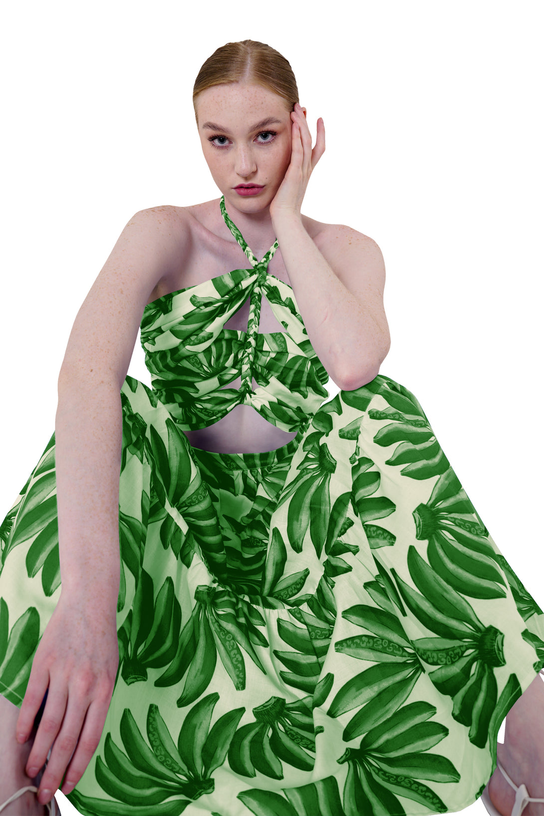 HT 360 Collective, long green dress, long dress with cut out sides, long dress side cut out,