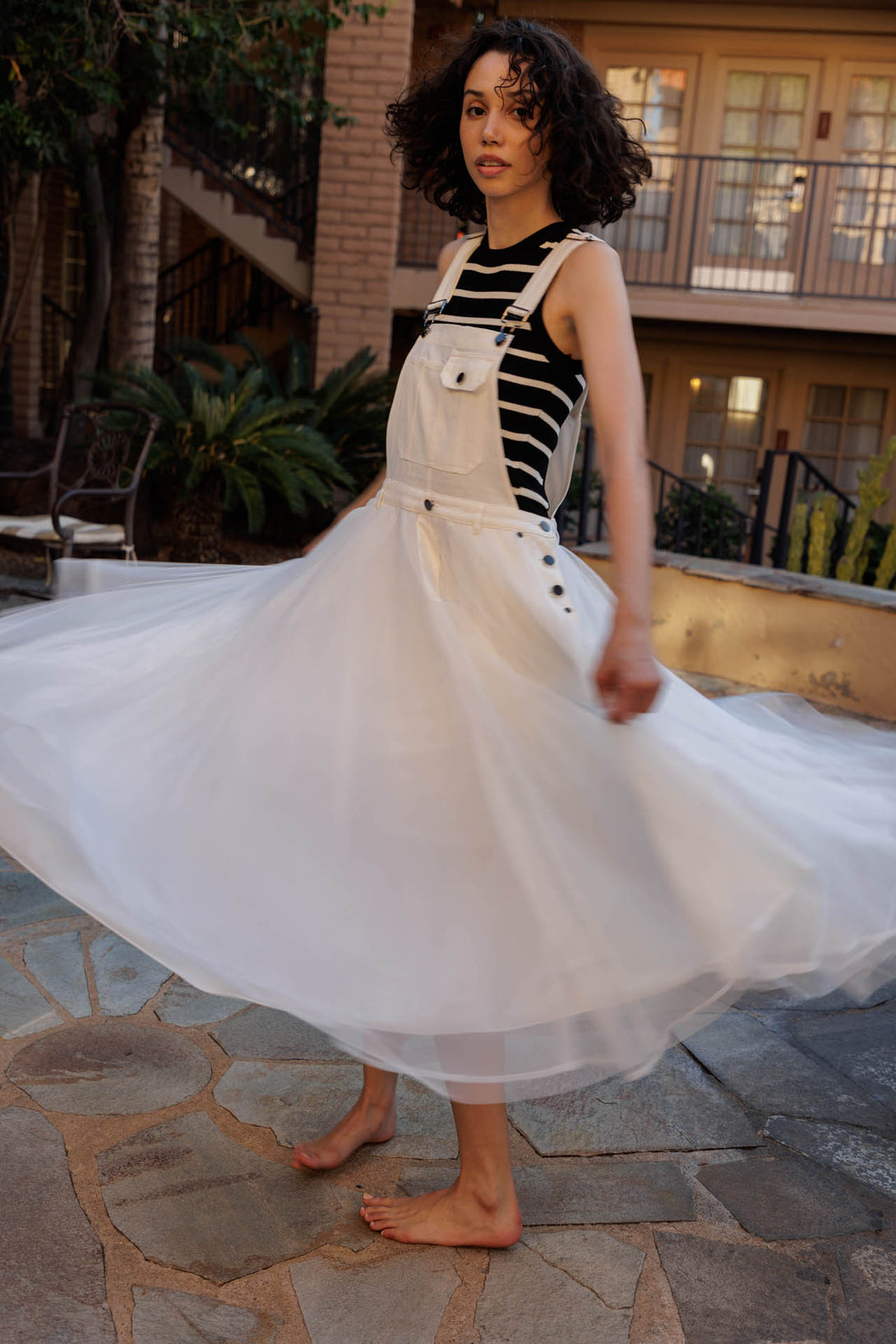 HT 360 Collective - Dungarees Dress | White Dungaree Dress HT360 Collective HT 360 Collective - Dungarees Dress | White Dungaree Dress HT360 Collective
