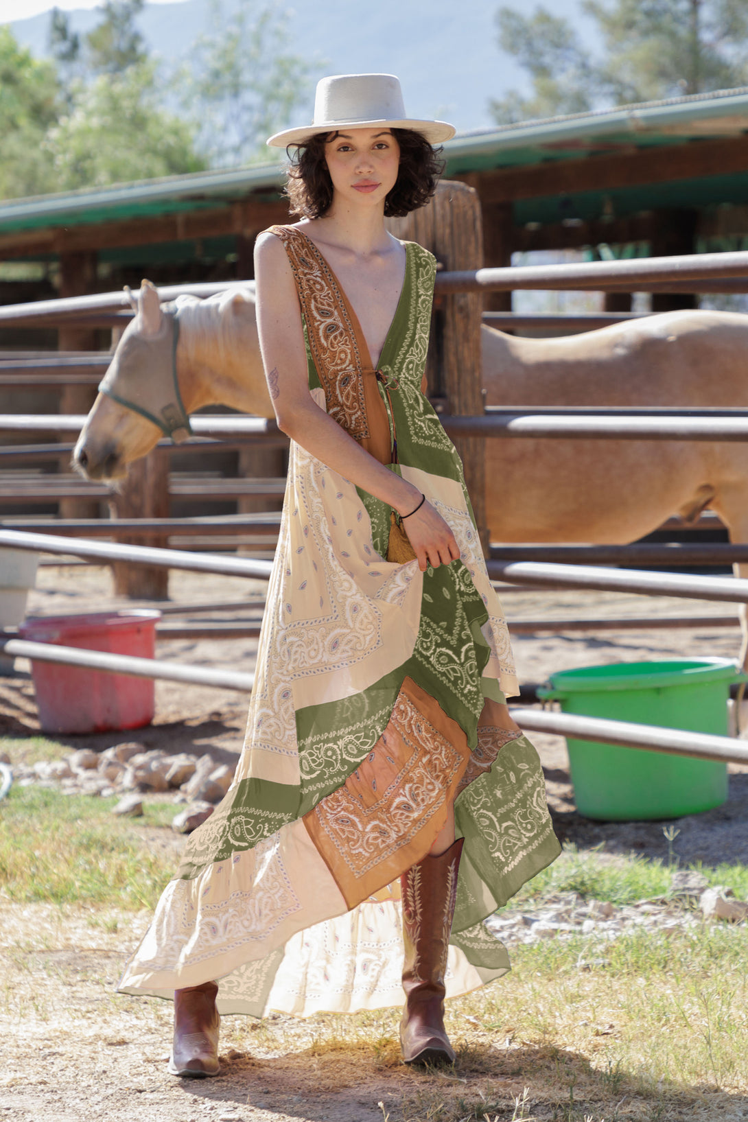 HT 360 Collective -Asymmetrical Hem Dress | Bohemian Maxi Dress Medium / Brown HT 360 Collective -Asymmetrical Hem Dress | Bohemian Maxi Dress Medium / Brown