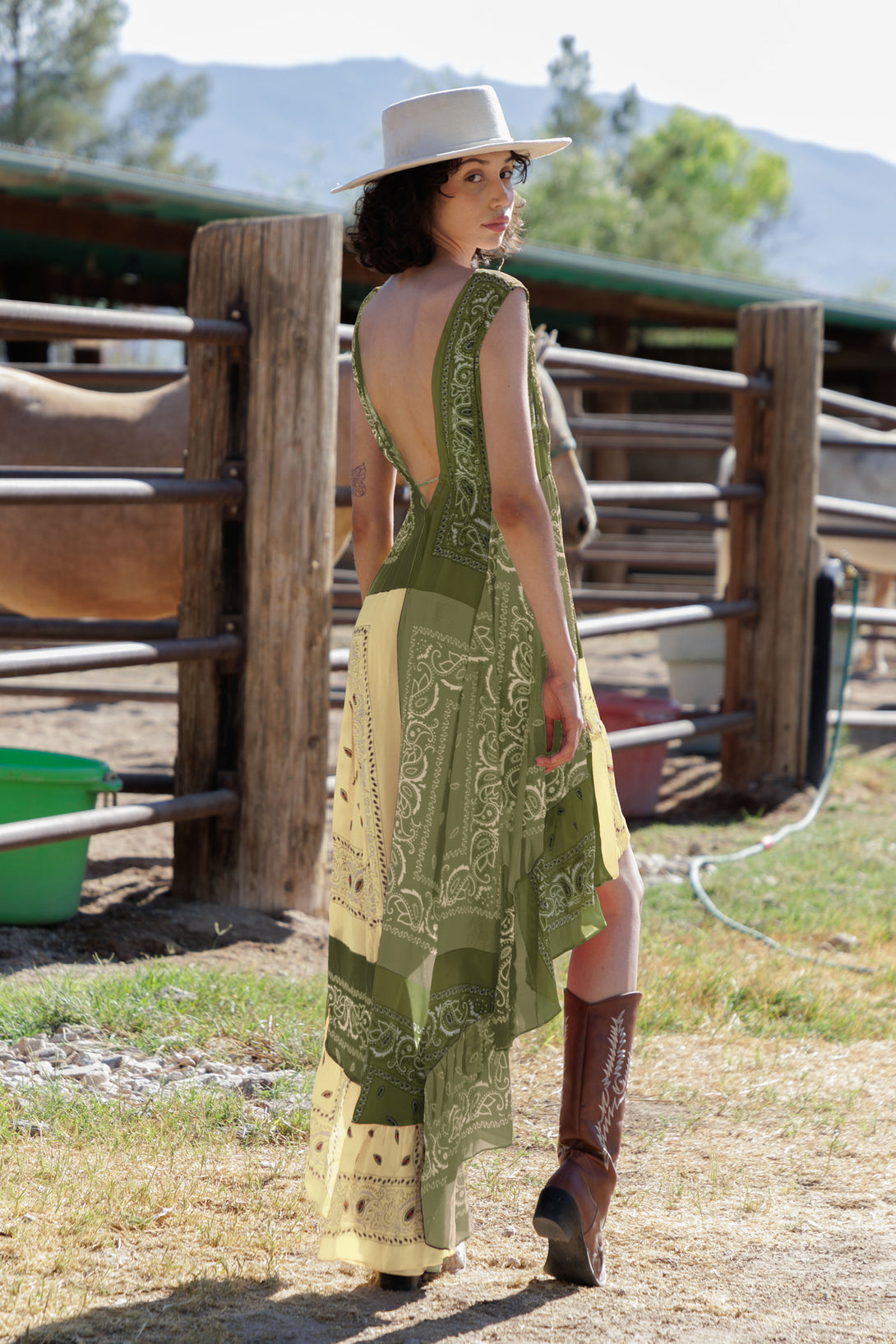 HT 360 Collective - Boho Maxi Dresses For Women | High Low Maxi Dress Large / Green HT 360 Collective - Boho Maxi Dresses For Women | High Low Maxi Dress Large / Green