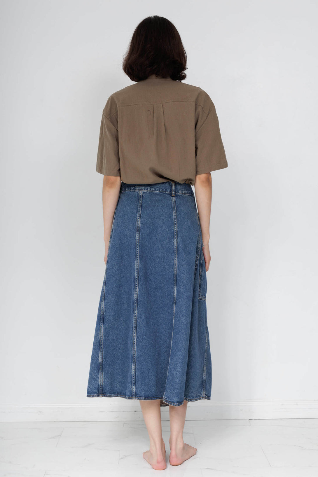 plus size maxi jean skirt, HT 360 Collective, long blue denim skirt, womens jean skirt long,