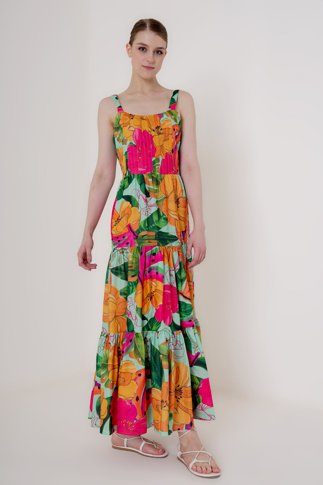 Designer Women's Strappy Maxi Dress | Multi Colored Flowy Dress HT360 Collective Designer Women's Strappy Maxi Dress | Multi Colored Flowy Dress HT360 Collective
