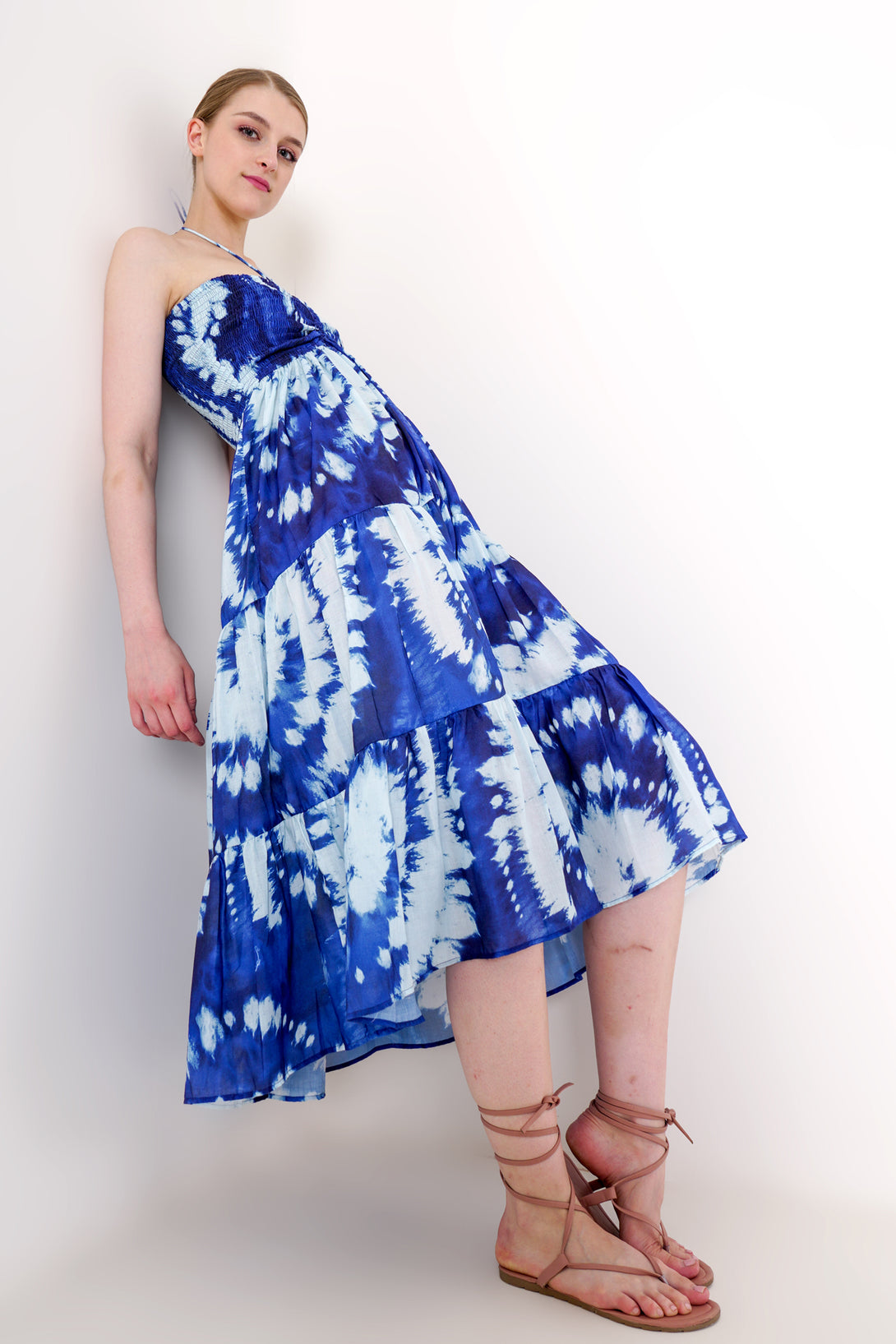 blue dress for women, mid length dresses formal. printed midi dress, HT 360 Collective,